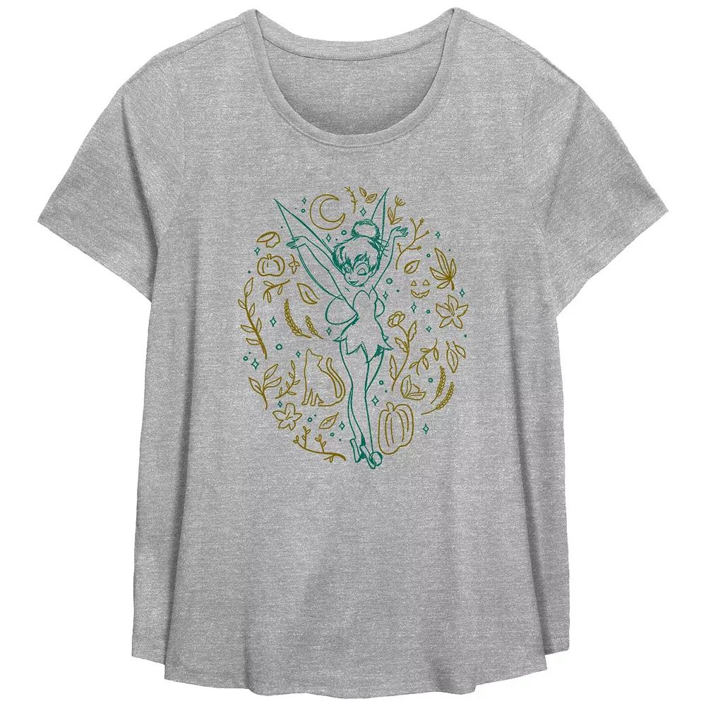 Disney's Tinker Bell Fall Icons Plus Size Flowy Graphic Tee, Women's, Size: 3XL, Grey Gray Product Image