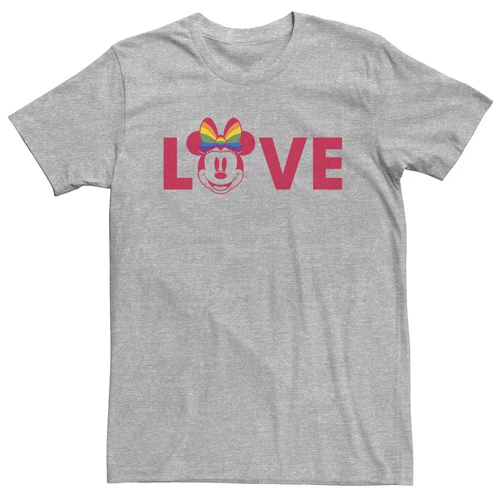 Big & Tall Disney Minnie Mouse Love Rainbow Big Head Tee, Men's, Size: Large Tall, Athletic Grey Product Image
