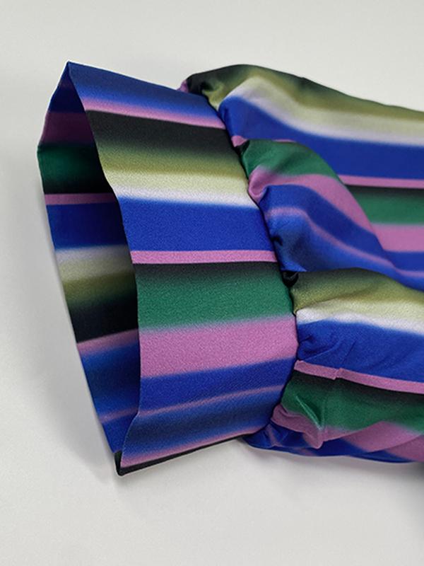 Long Sleeves Loose Split-Joint Striped Lapel Maxi Dresses Shirt Dress Product Image