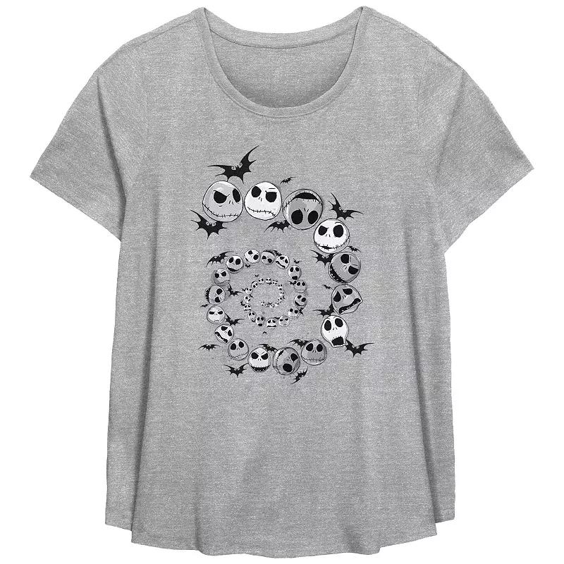 Disney's The Nightmare Before Christmas Jack Skellington And Bats Spiral Plus Size Flowy Graphic Tee, Women's, Size: 5XL, Grey Gray Product Image