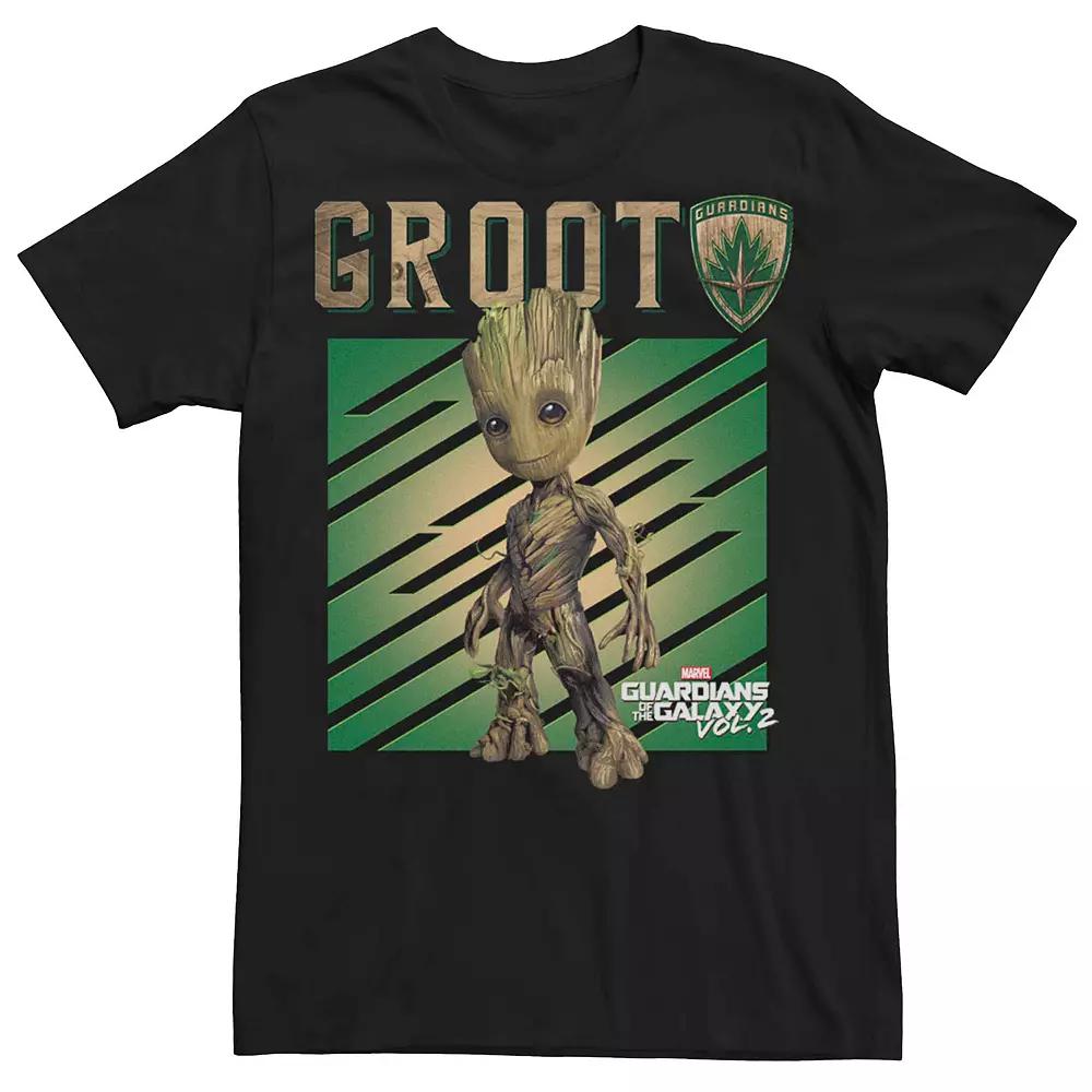 Men's Marvel Guardians Of The Galaxy Baby Groot Wood Fill Text Poster Graphic Tee,  Product Image