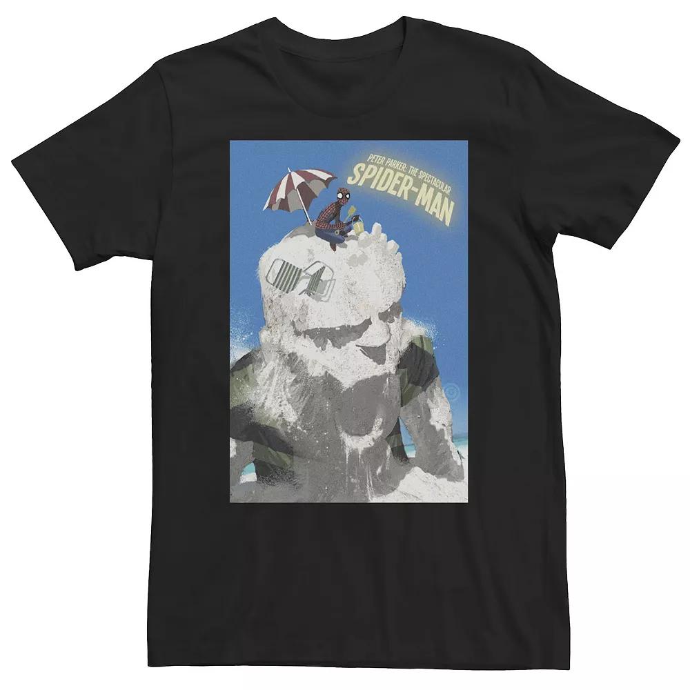 Big & Tall Marvel Spider-Man Sand Comic Cover Tee, Men's, Size: Large Tall, Black Product Image
