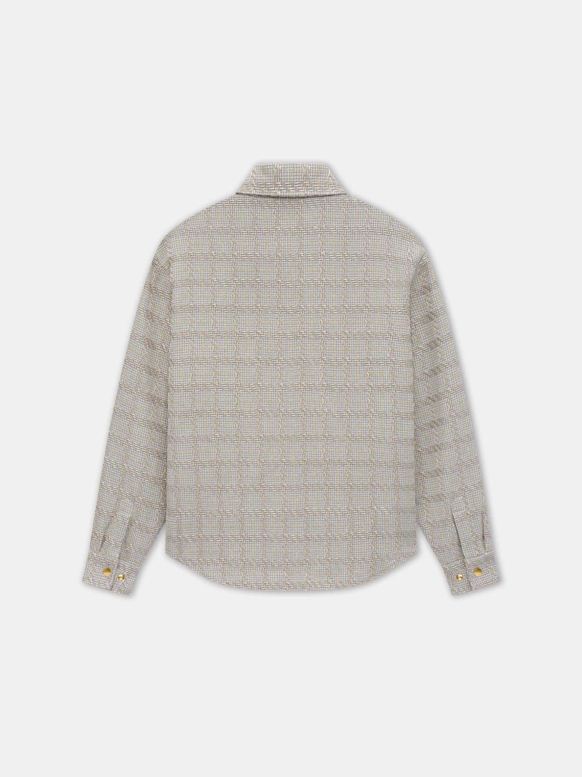 CHECK BOUCLE PADDED OVERSHIRT - Pale Mint Product Image