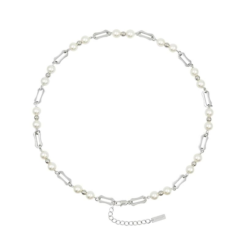 Faux Pearl Necklace / Spike Fringed Necklace Product Image