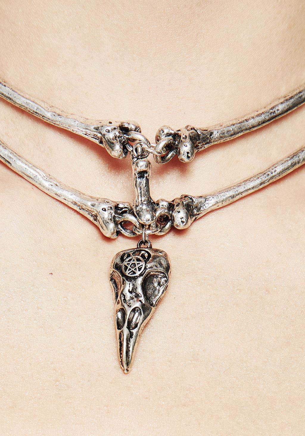 Osteomancy Raven Skull Choker Necklace Product Image