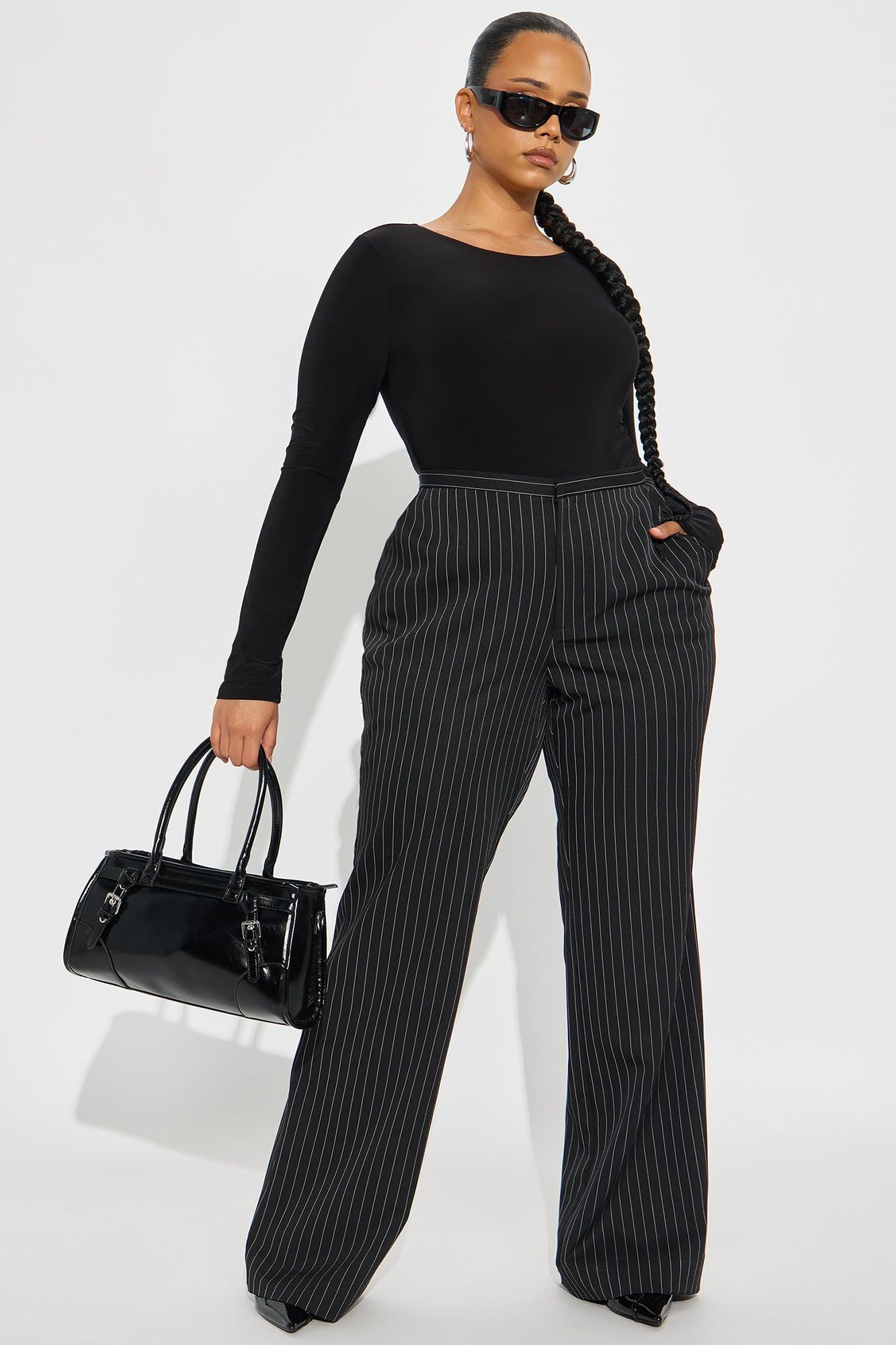 Madalyn Pinstripe Wide Leg Pant - Black Female Product Image