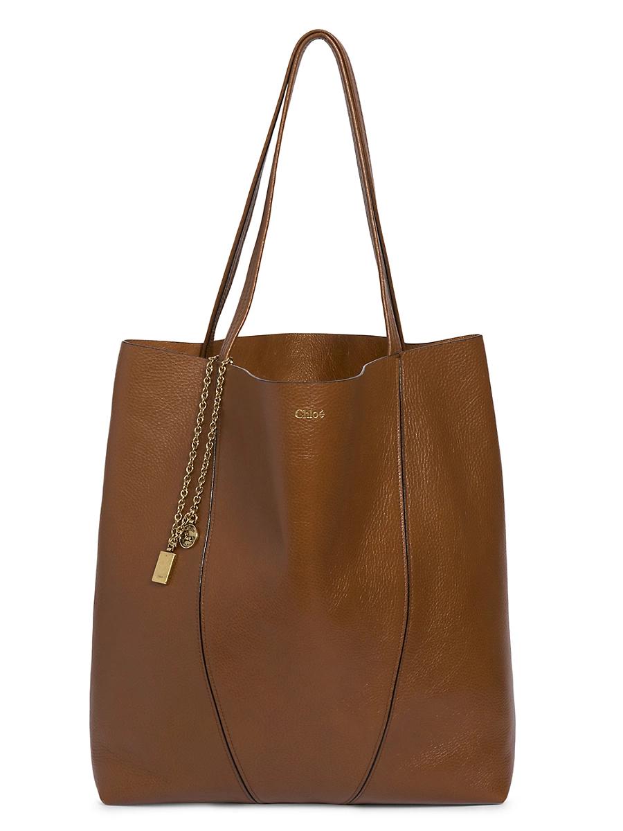 Womens Large Spin Leather Tote Bag Product Image
