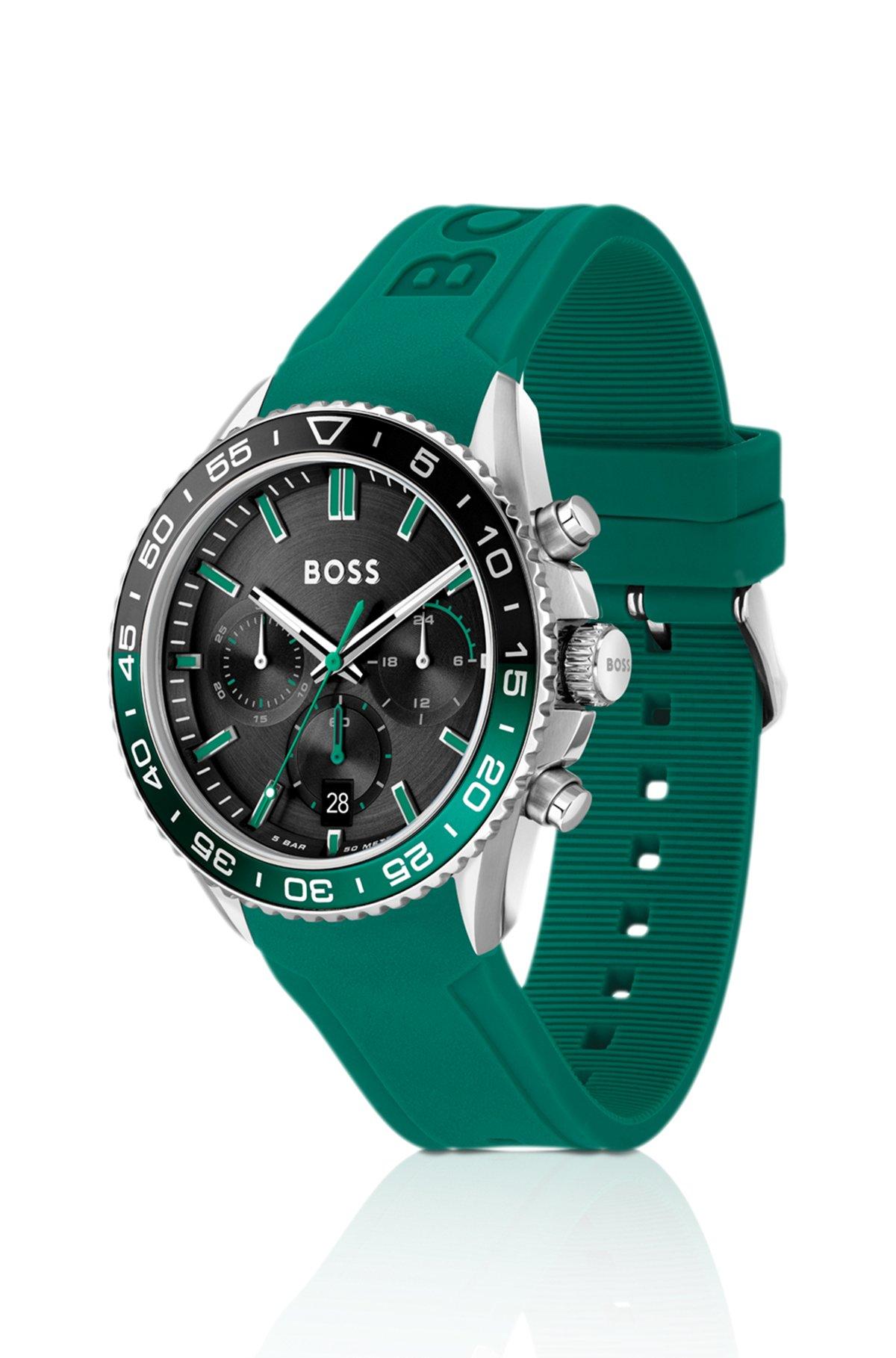 BOSS - Silicone-strap chronograph watch with black dial Product Image