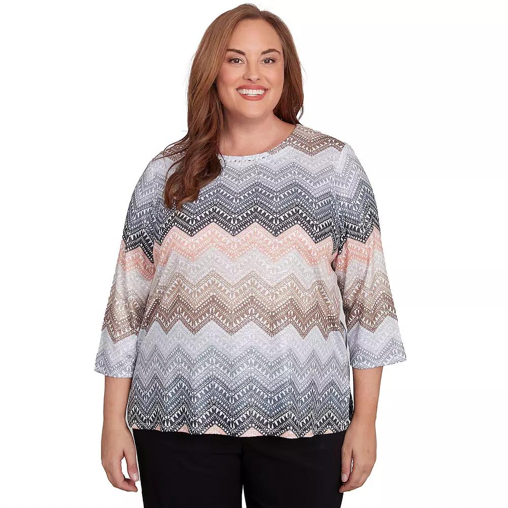 Plus Size Alfred Dunner Lacey Ombre Chevron Top, Women's, Size: 3XL Product Image