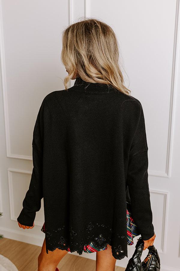 Kind Glance Eyelet Sweater in Black Product Image