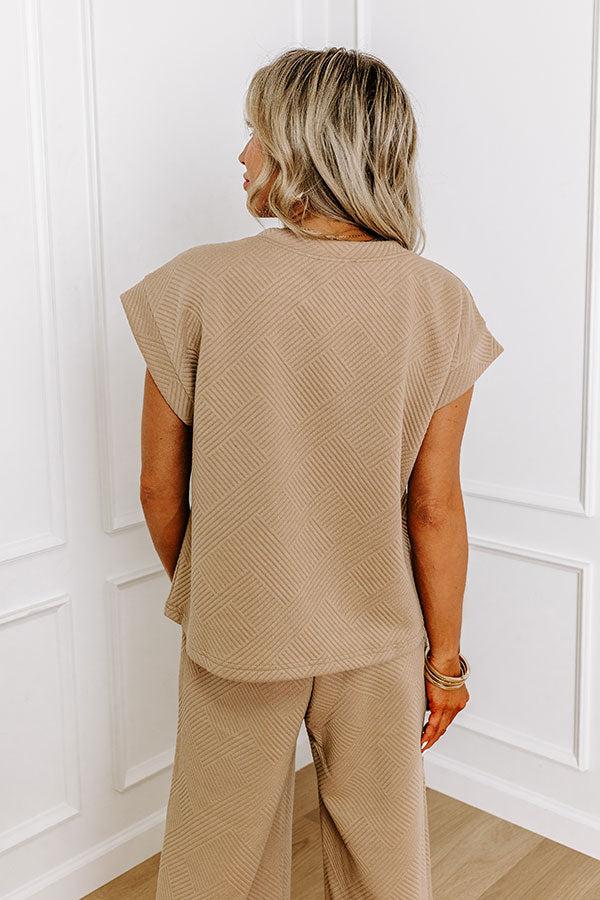 Cue The Cozy Shift Top in Warm Taupe Product Image