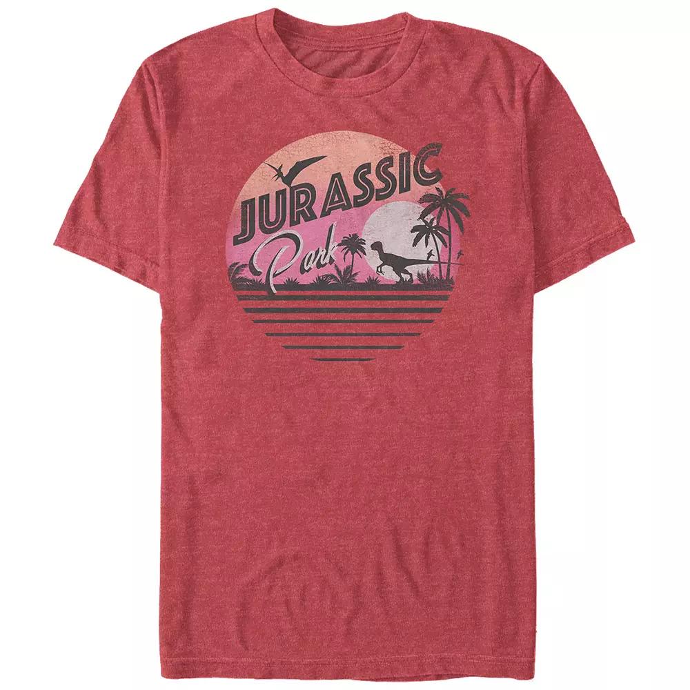Big & Tall Jurassic Park Sunset Stamp Graphic Tee, Men's, Size: 4XL Tall, Red Grey Product Image