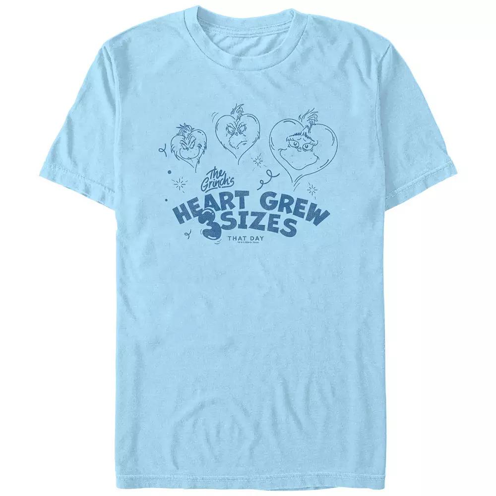 Big & Tall Dr. Seuss Grinch's Heart Grew 3 Sizes Graphic Tee, Men's, Size: XXL, Light Blue Product Image