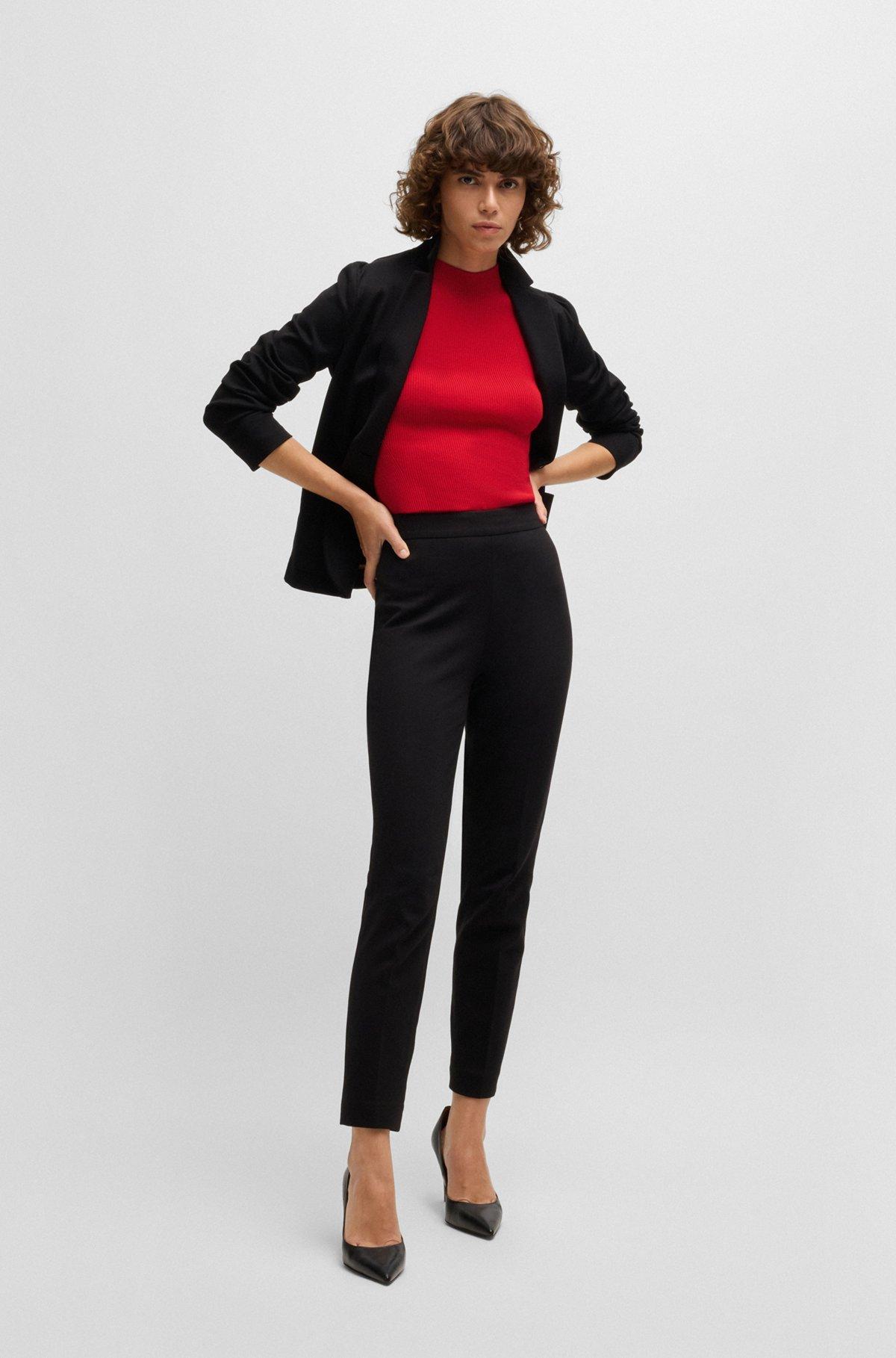 Ribbed-knit top with mock neckline Product Image