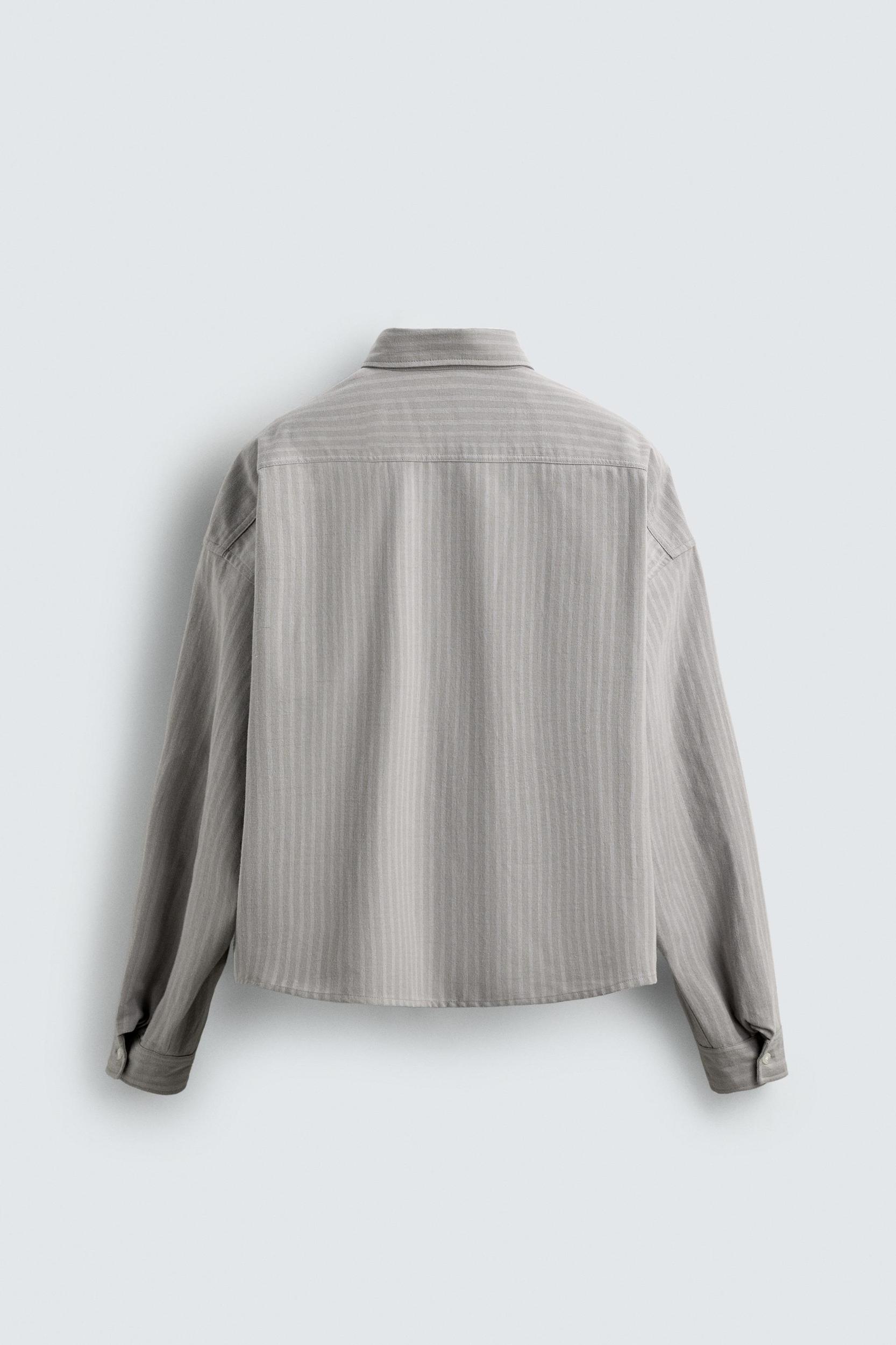 CONTRAST EMBROIDERY STRIPED SHIRT Product Image