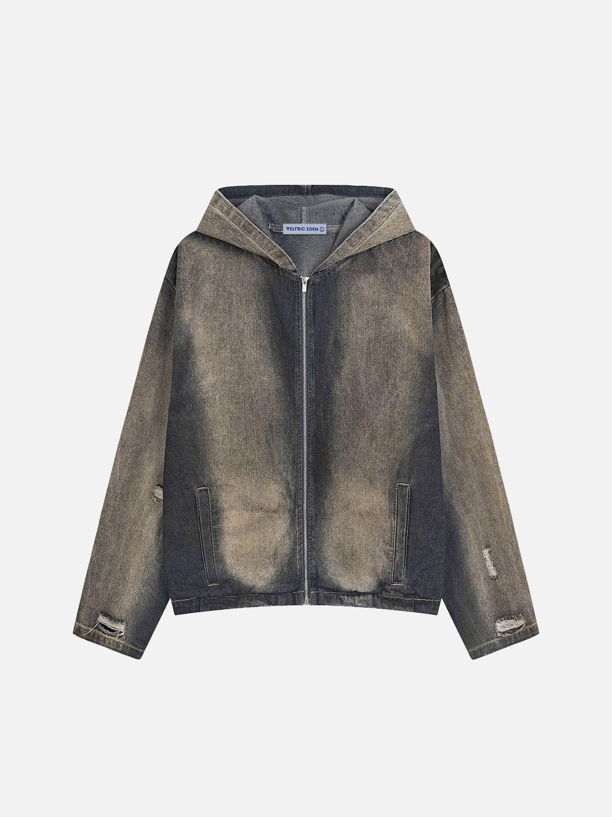 Aelfric Eden Mud Dyeing Denim Zip Up Hoodie Product Image