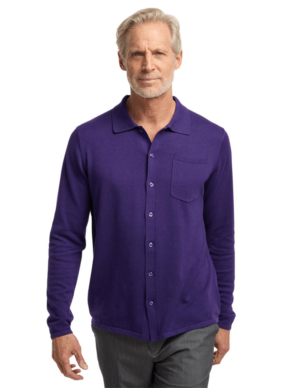 Supima Cotton Button Front Polo - Plum Product Image