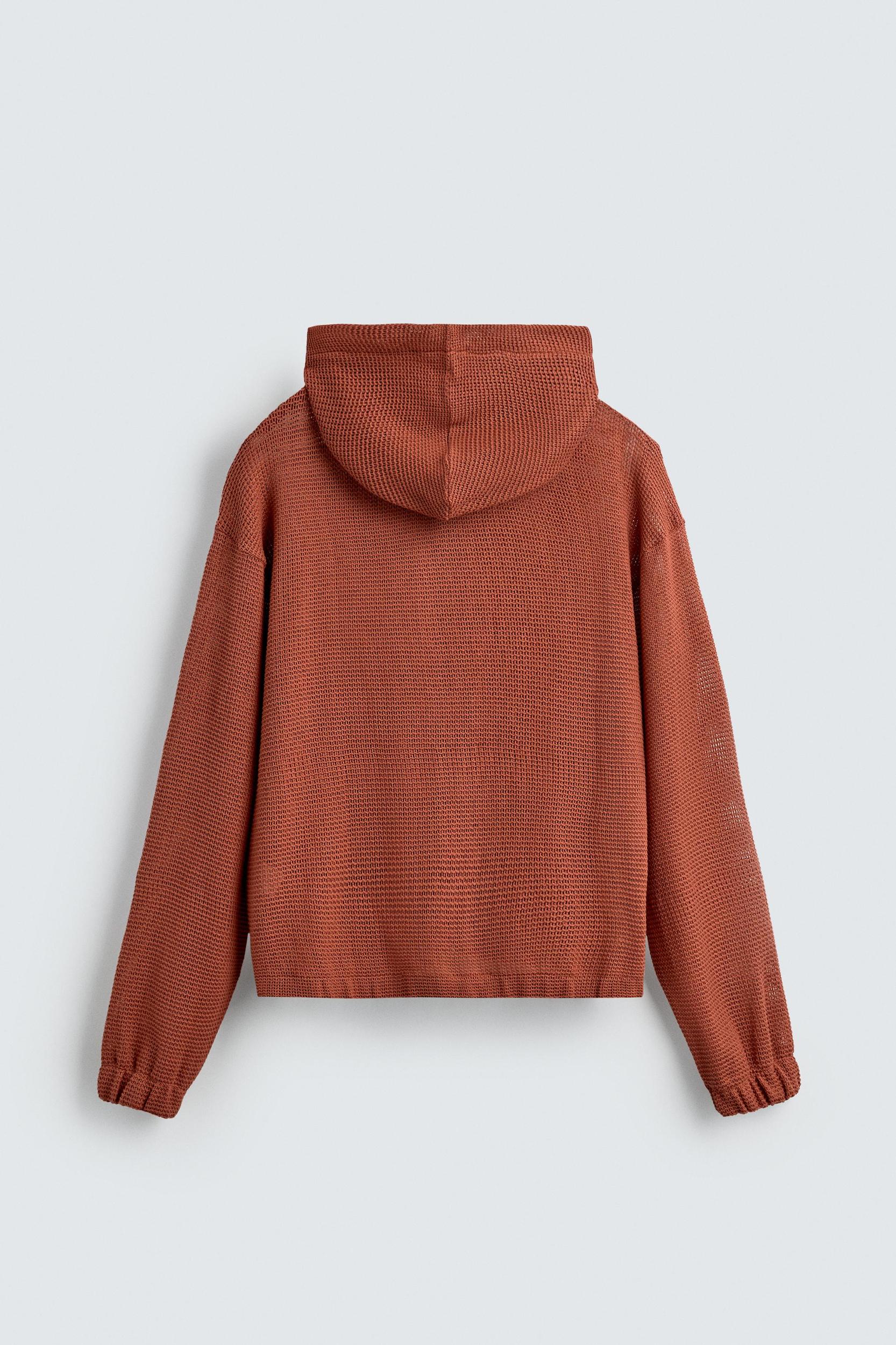 OPEN WEAVE HOODED SWEATSHIRT Product Image