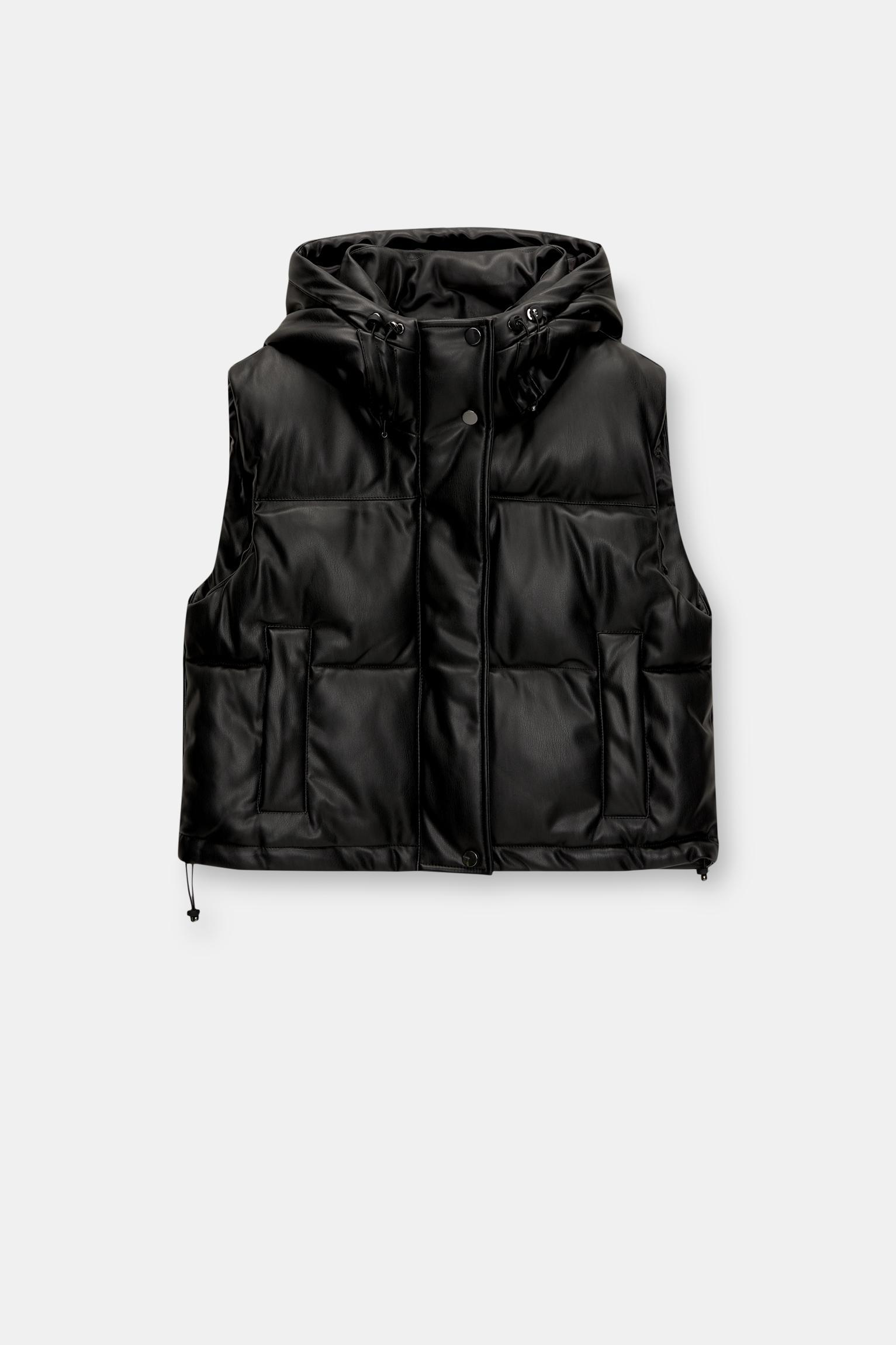 Faux leather quilted vest Product Image
