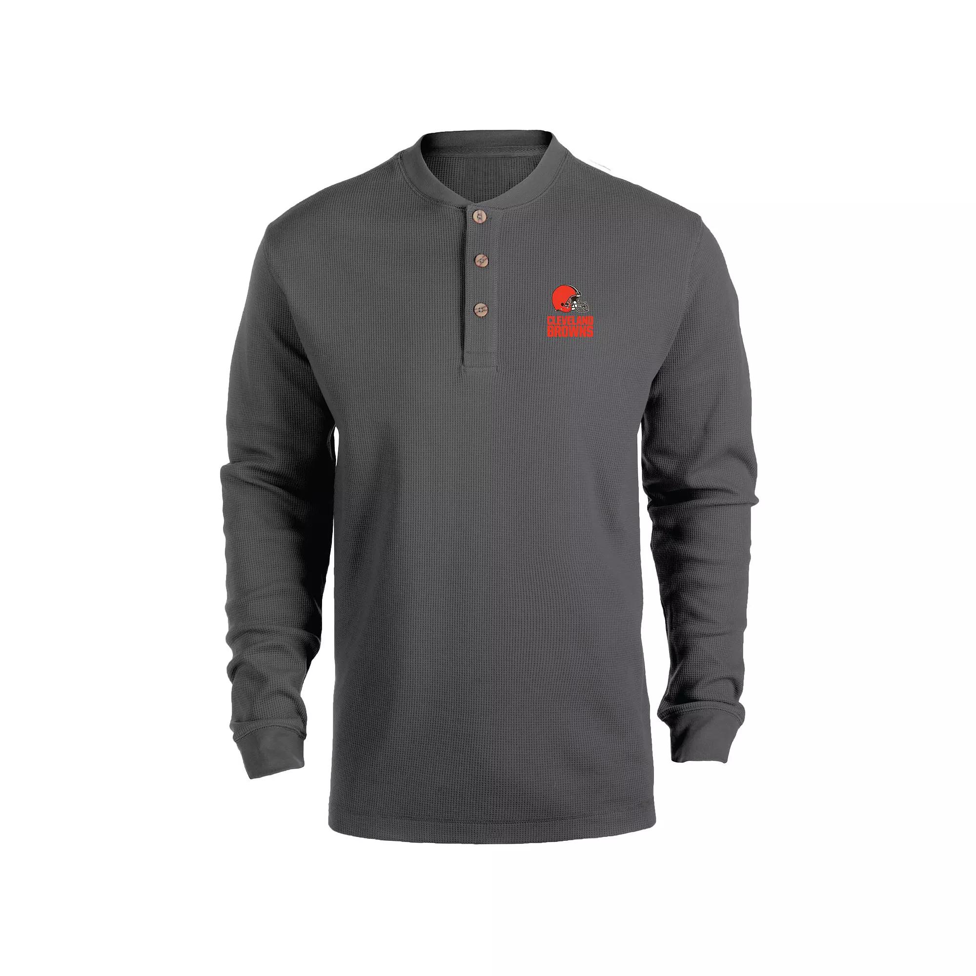Men's Heathered Gray Miami Dolphins Maverick Thermal Henley Long Sleeve T-Shirt, Size: Small, Grey Product Image