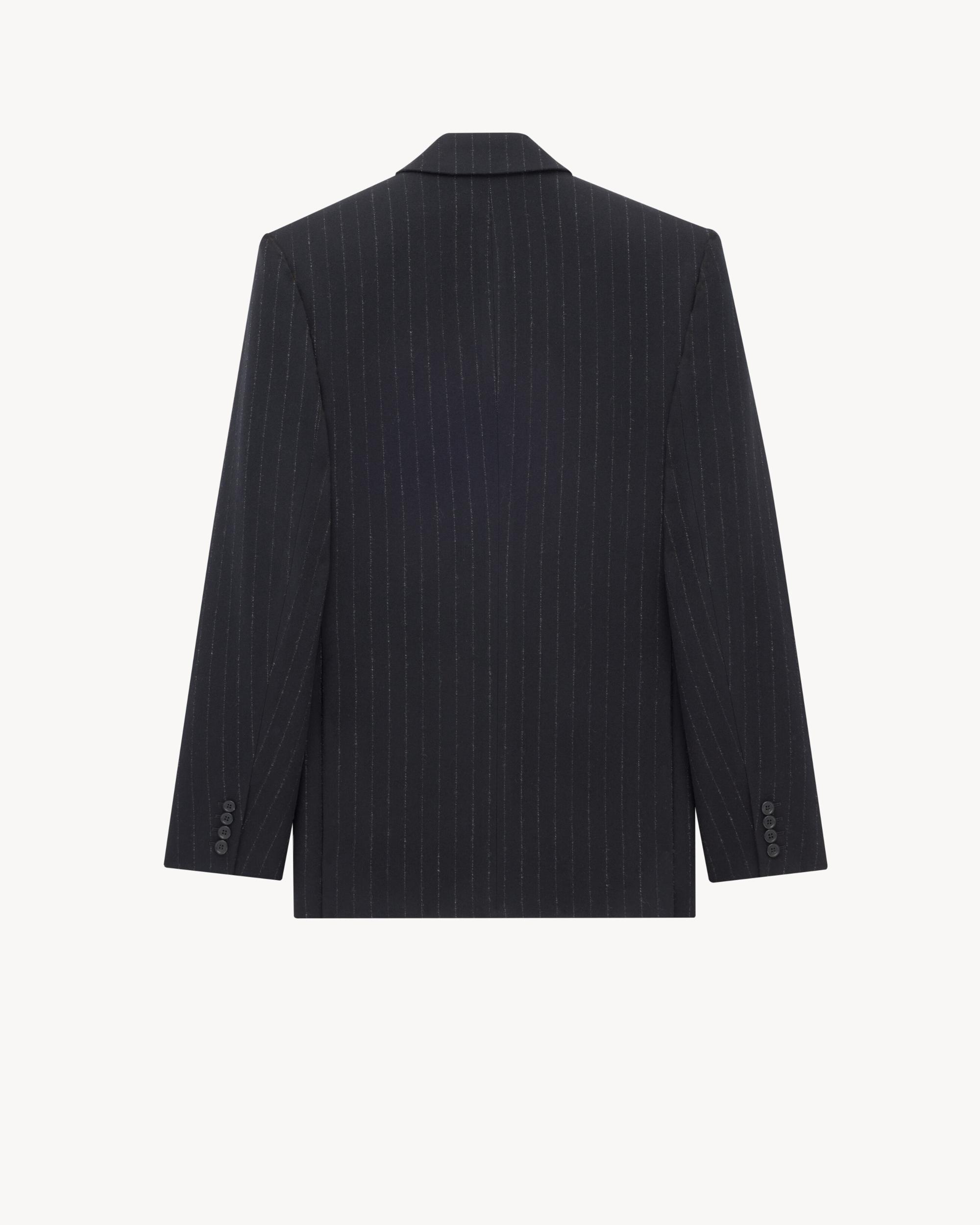 pinstripe jacket in brushed wool and cashmere flannel Product Image