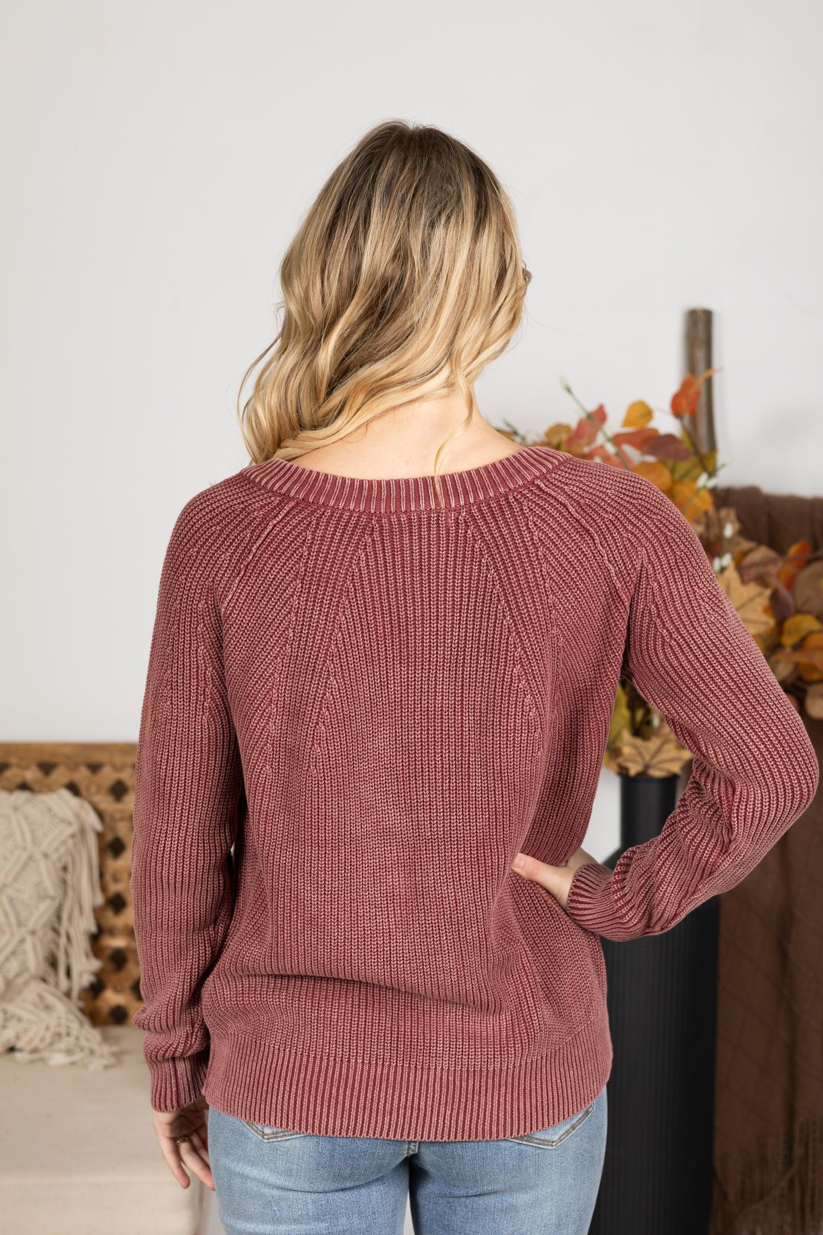 Mineral Washed Henley Sweater Product Image