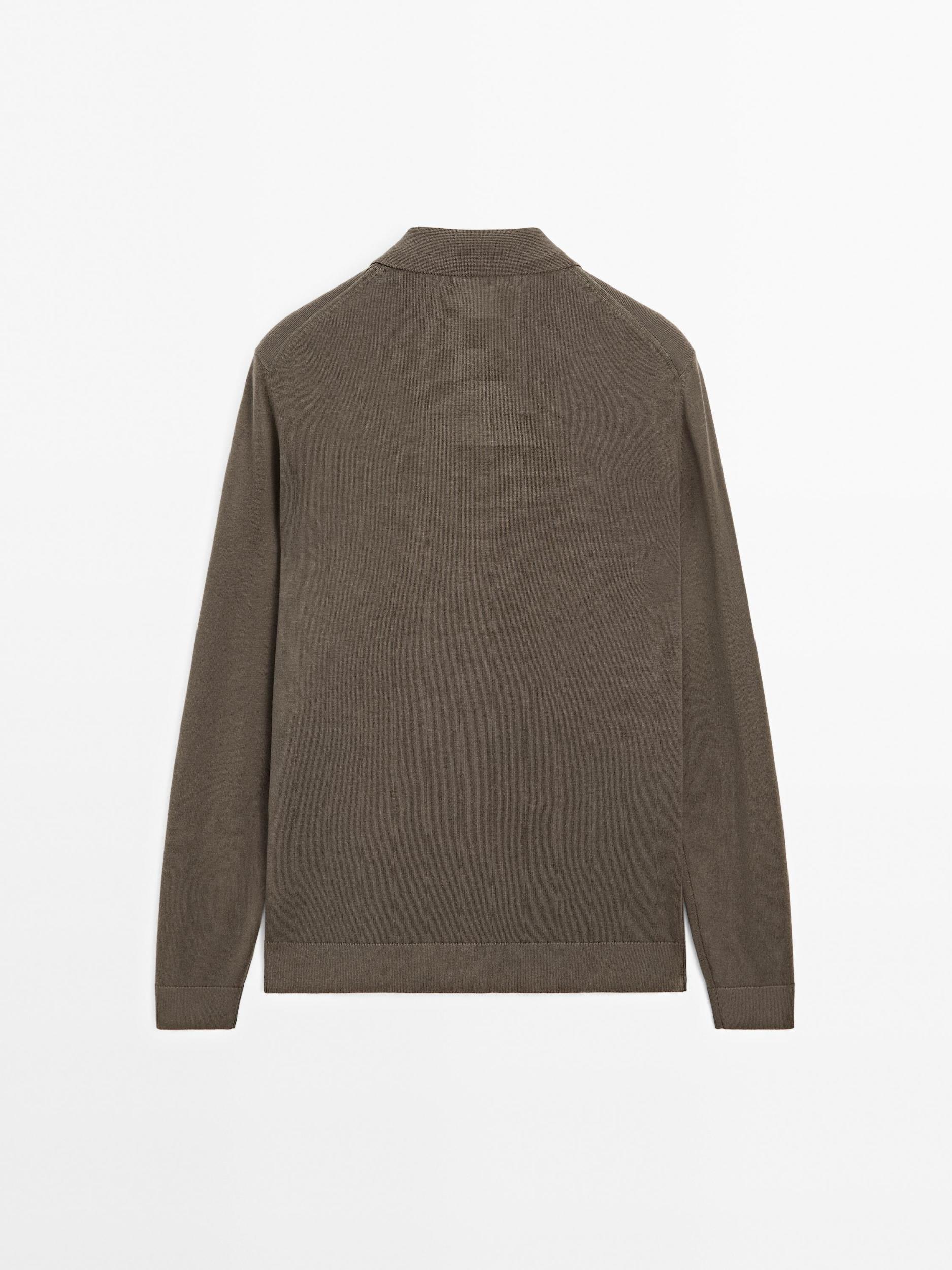 Knit polo sweater with zip Product Image