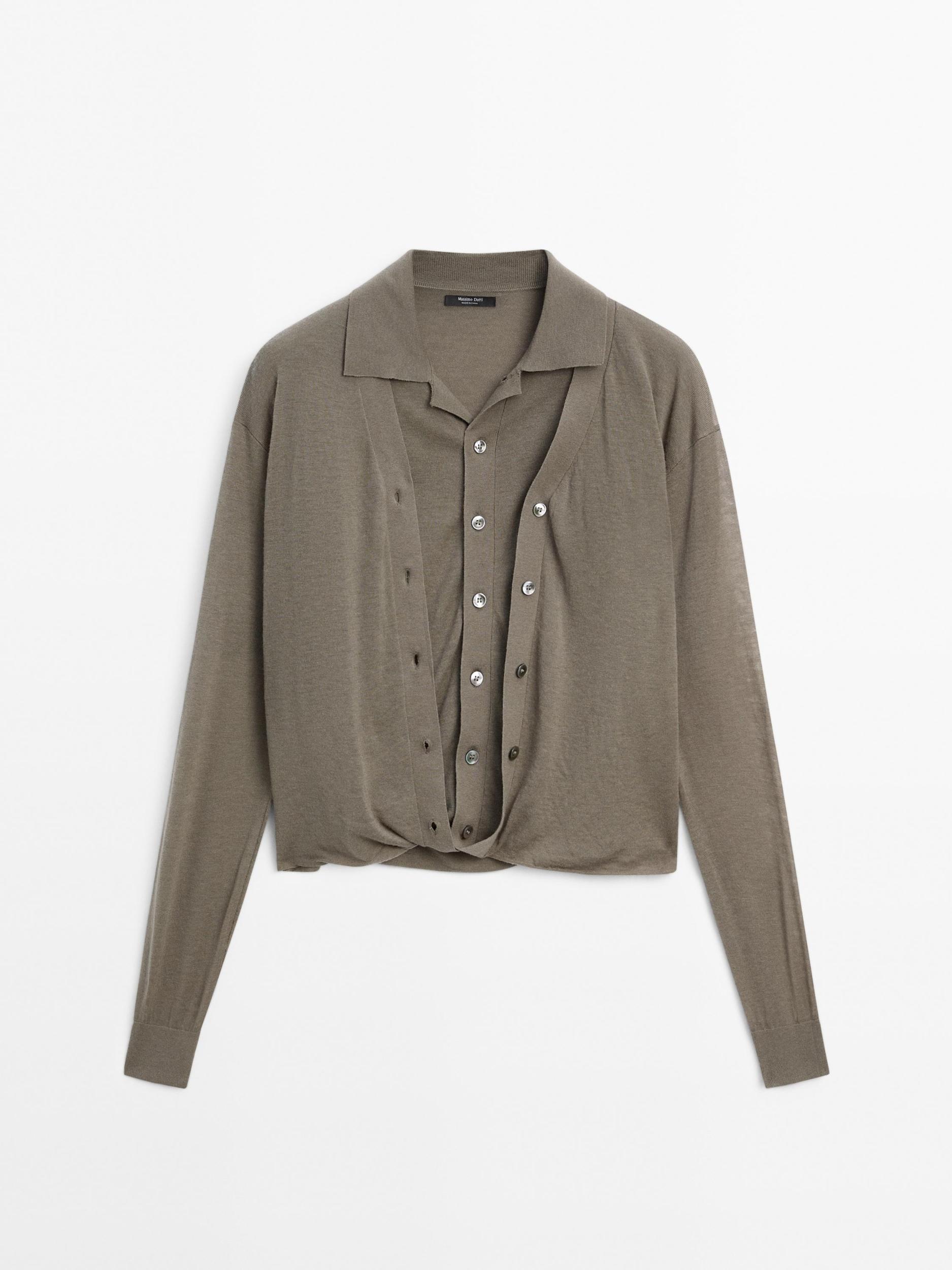 100% wool multi-way knit cardigan - STUDIO Product Image