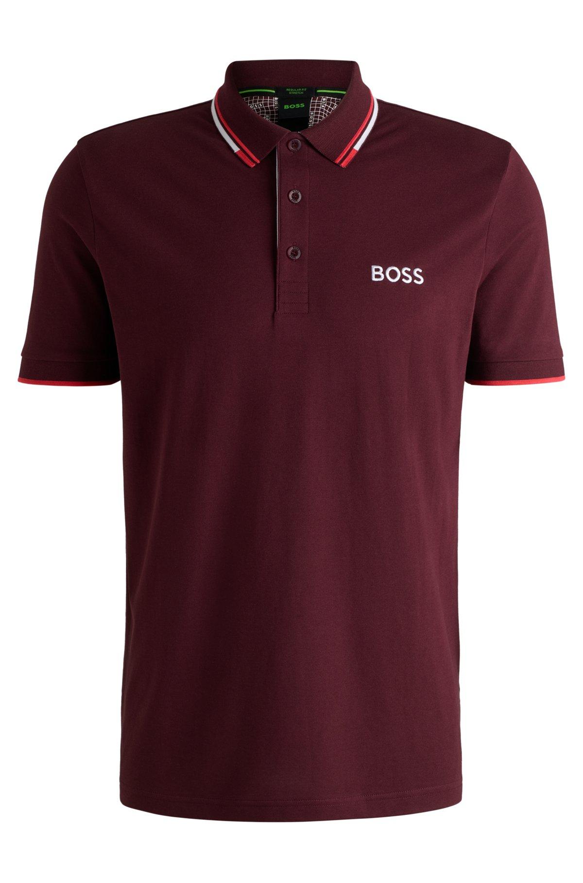 BOSS - Polo shirt with contrast logos - Red Product Image
