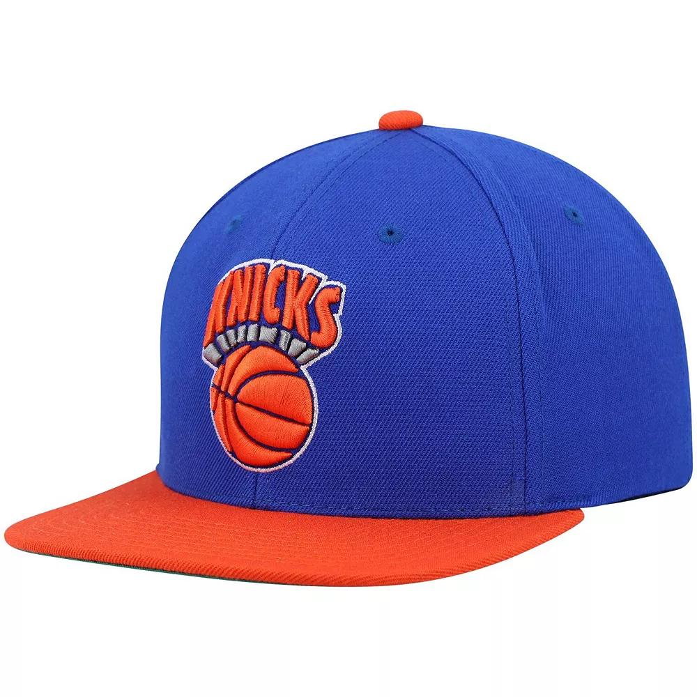 Men's Mitchell & Ness Blue/Orange New York Knicks Hardwood Classics Team Two-Tone 2.0 Snapback Hat Product Image