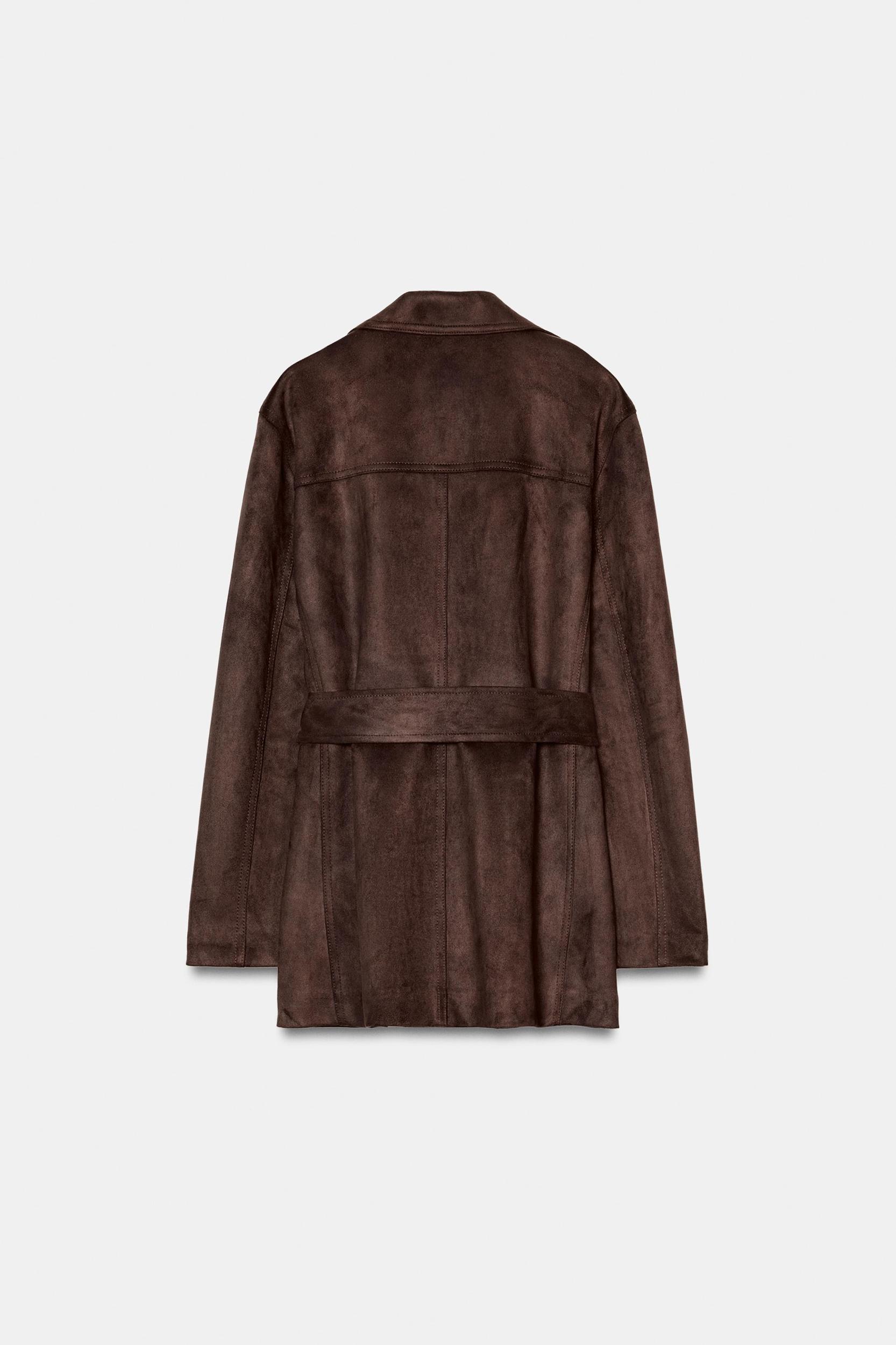 FAUX SUEDE BELTED JACKET Product Image