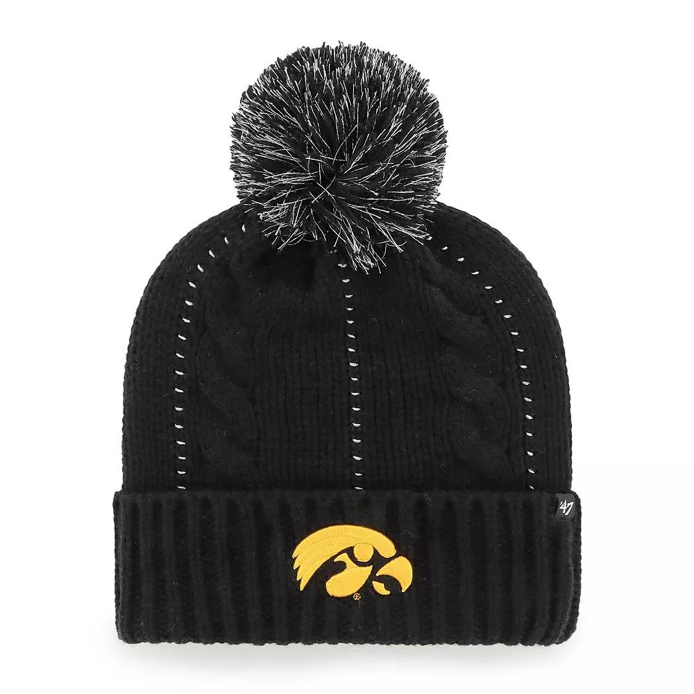 Women's '47 Black Iowa Hawkeyes Bauble Cuffed Knit Hat with Pom Product Image