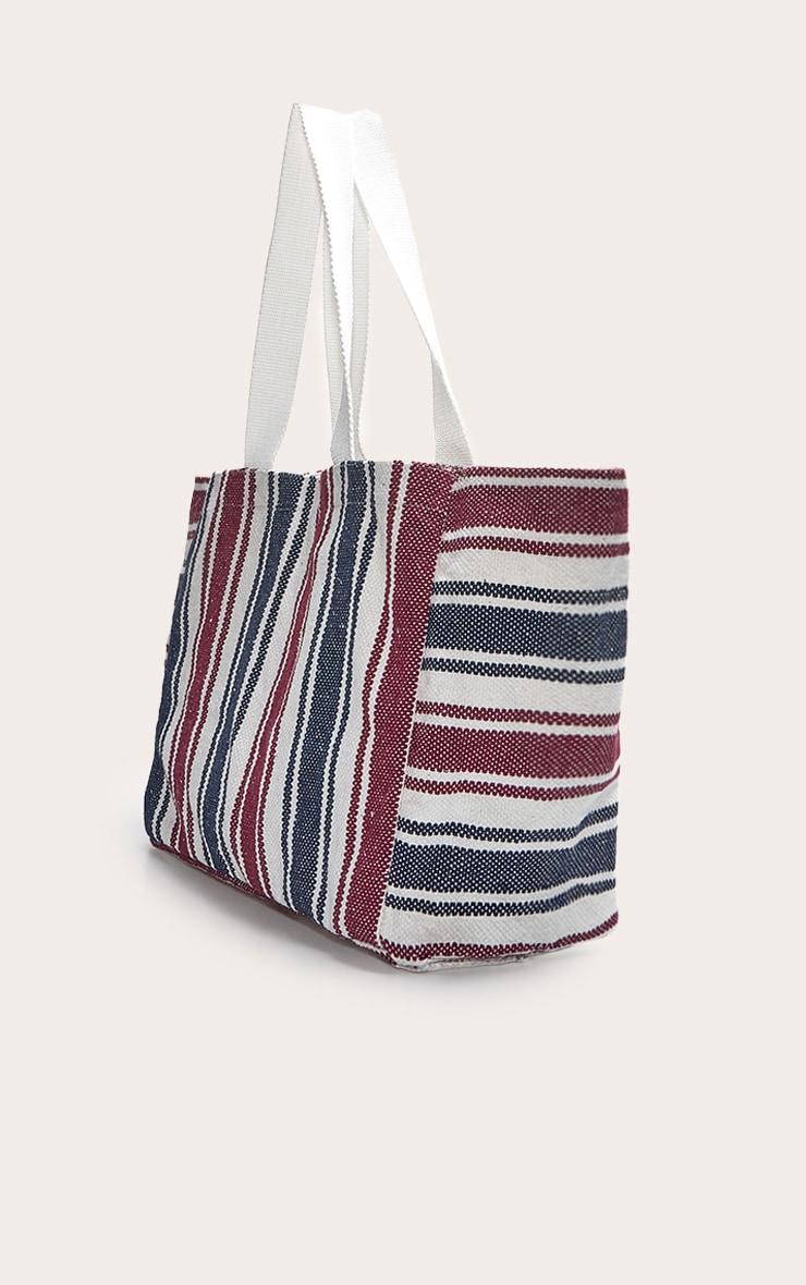 Navy and Burgundy Striped Beach Bag Product Image
