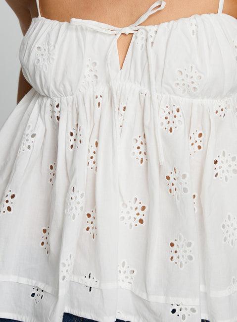 Moving Forward Tie Detail Top White Product Image