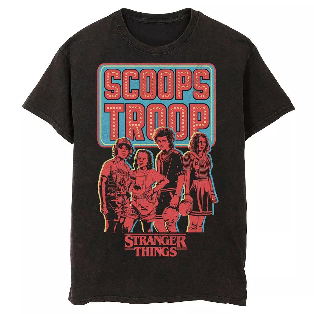 Men's Stranger Things Scoops Troop Mineral Wash Graphic Tee,  Product Image