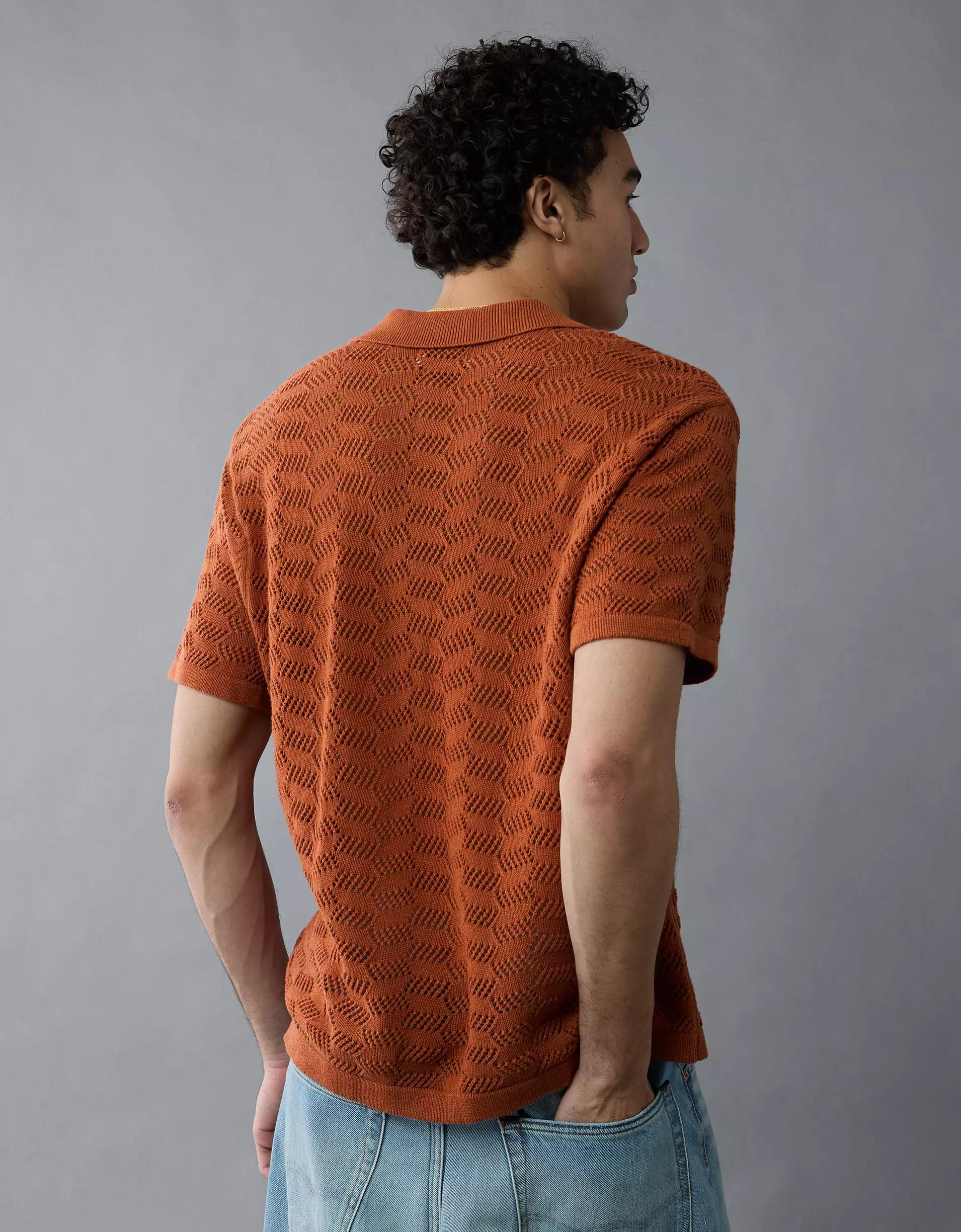 AE Weekend Textured Sweater Polo Shirt Product Image