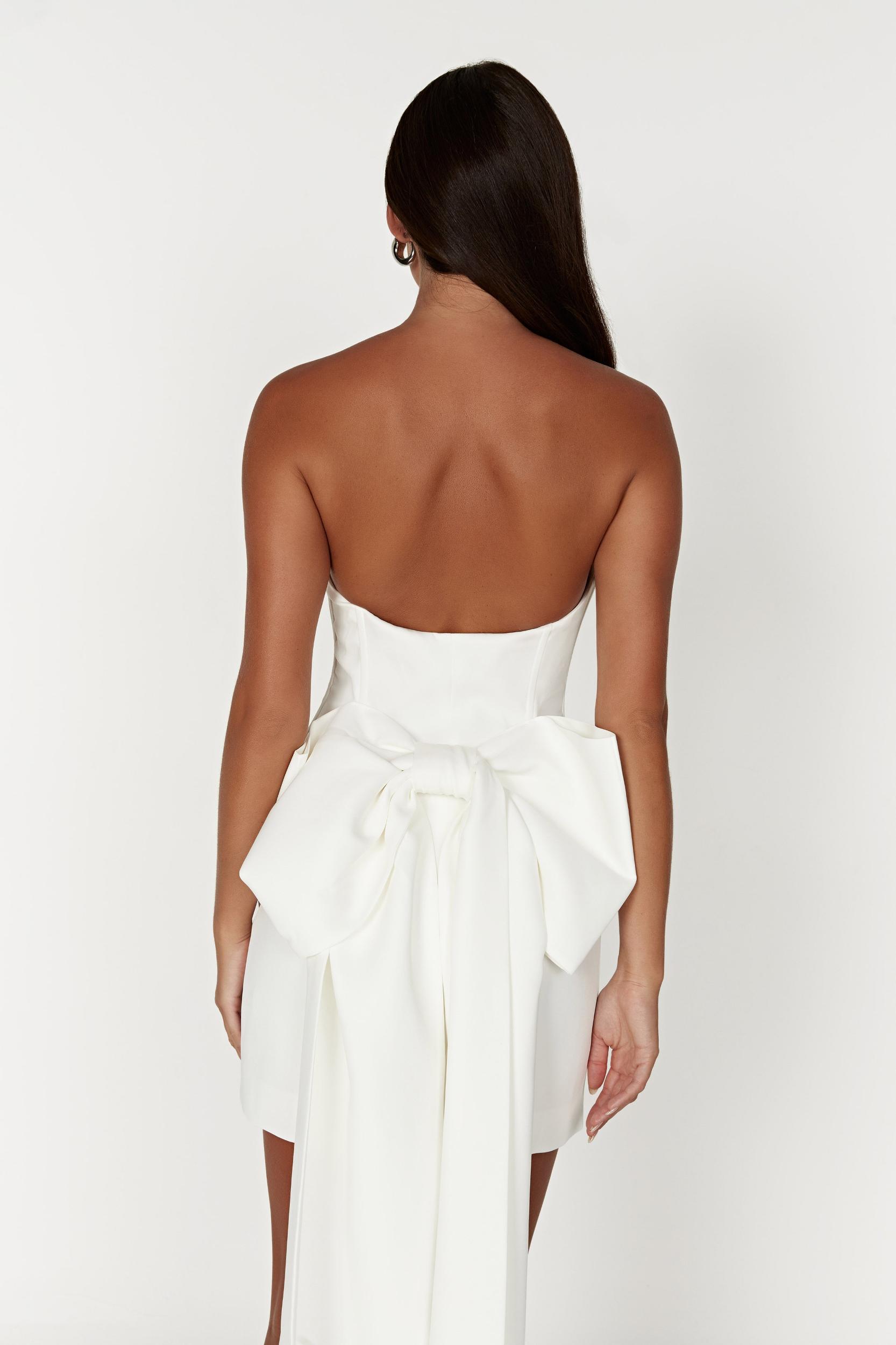 Meredith Strapless Bow Mini Dress - White Product Image