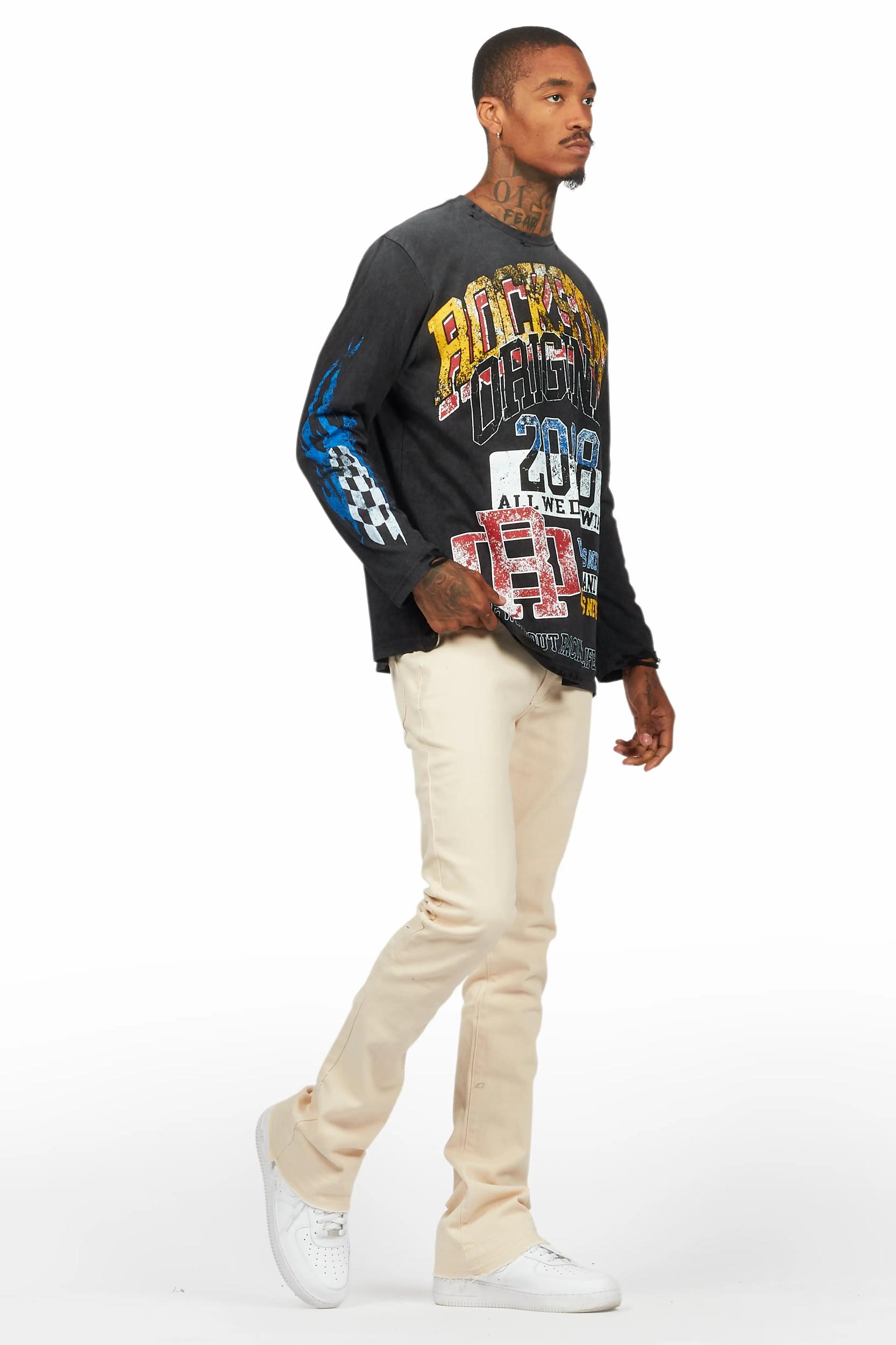 Dag Beige Stacked Flare Jean Male Product Image