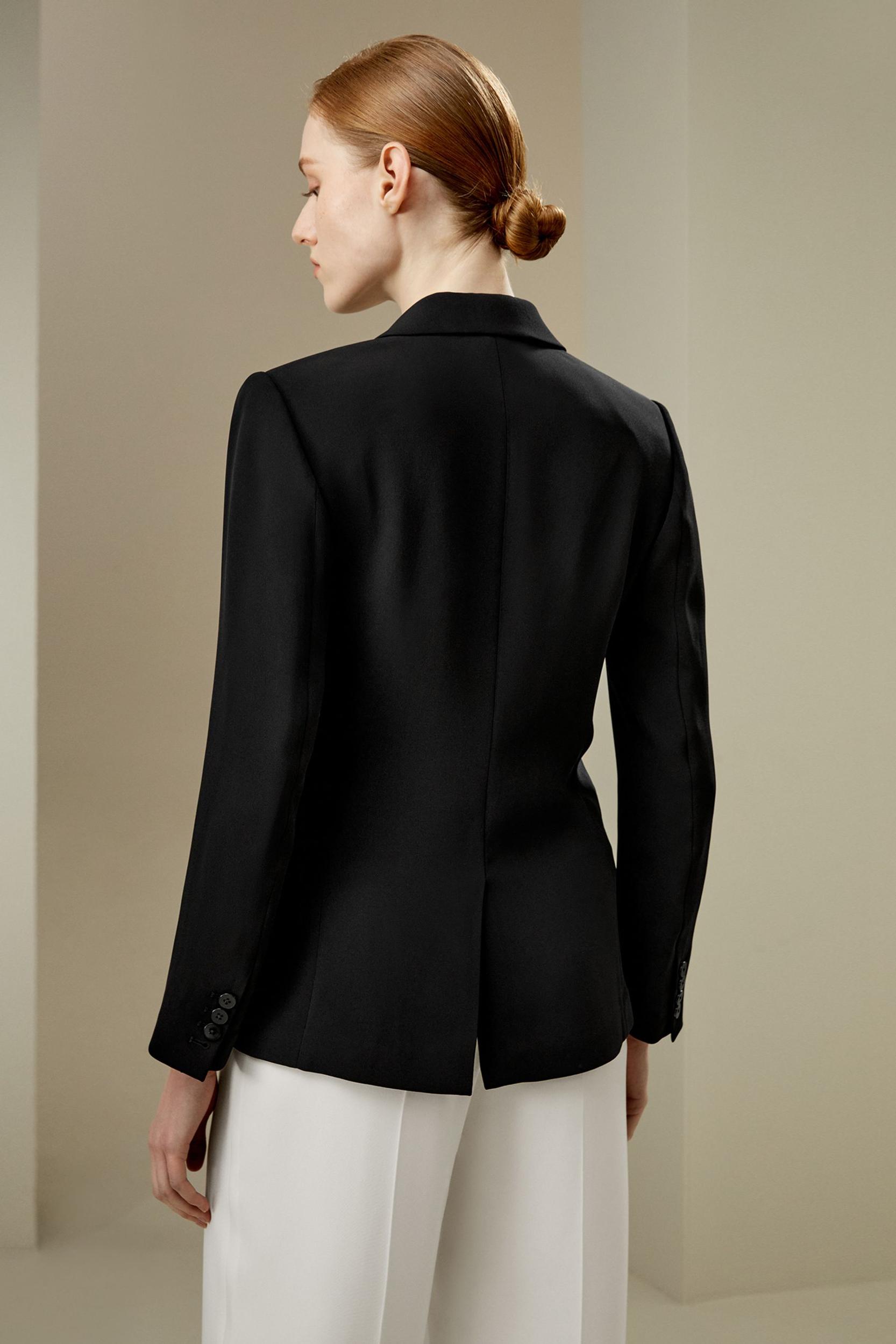 LILYSILK Black Silk Blazer - for Women - Black Mulberry Silk - Wardrobe Must-Have Tailored Silk Tops 14 Product Image