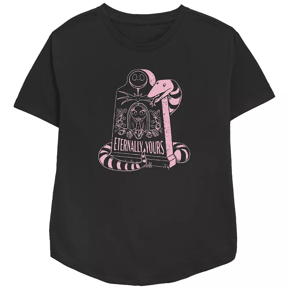 Disney's The Nightmare Before Christmas Jack Skellington And Sally Eternally Yours Gravestone Women's Relaxed Fit Graphic Tee,  Product Image
