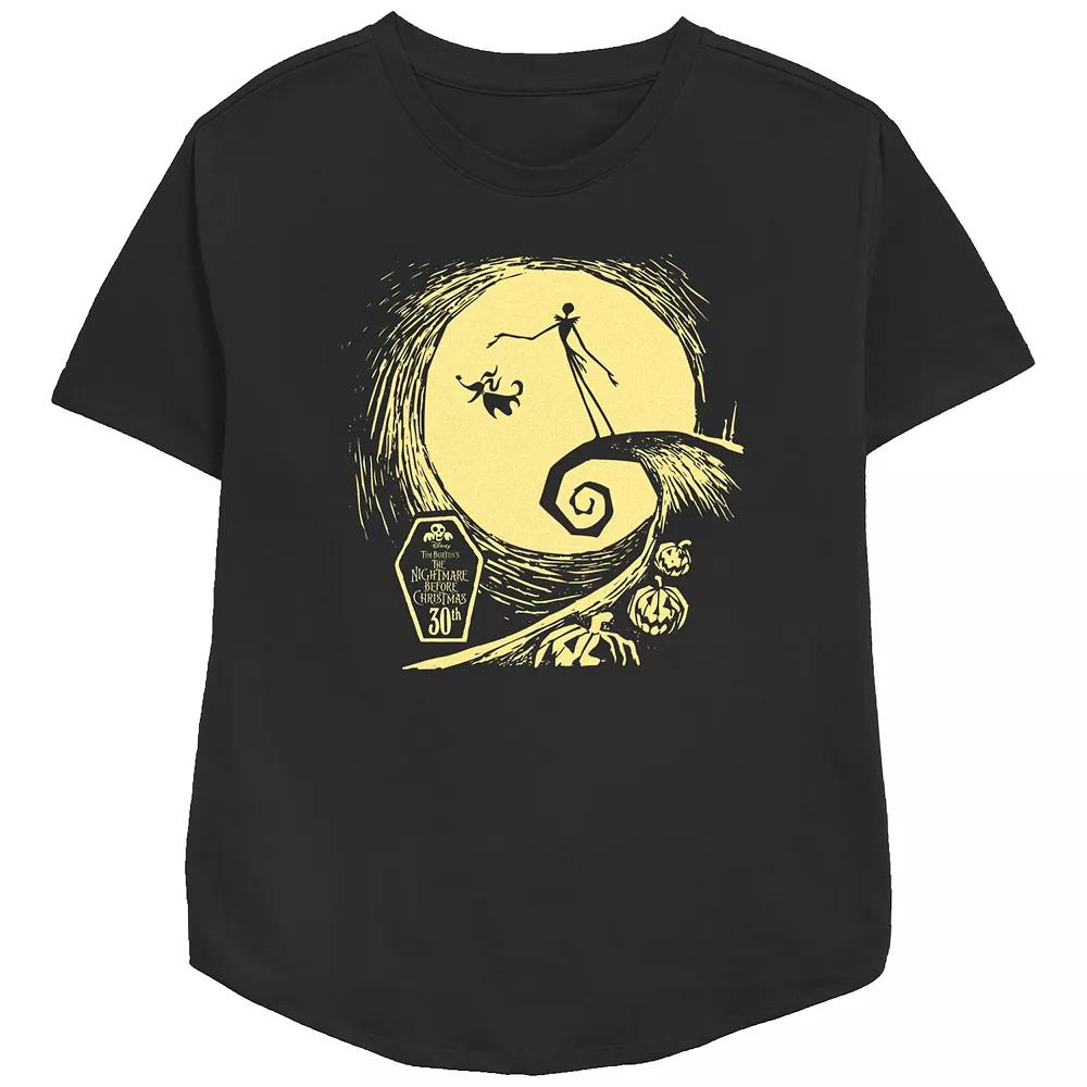 Disney's The Nightmare Before Christmas Jack Skellington Spiral Hill Women's Relaxed Fit Graphic Tee,  Product Image