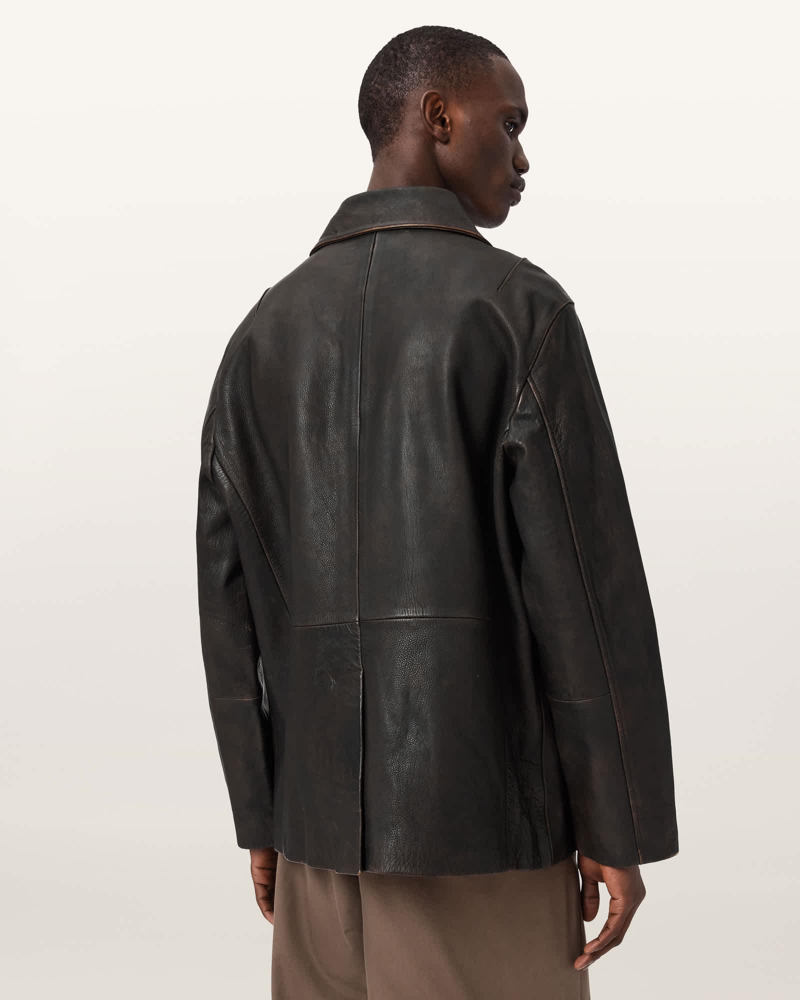 Hartwell Leather Coat COGNAC BROWN | ALLSAINTS US Product Image