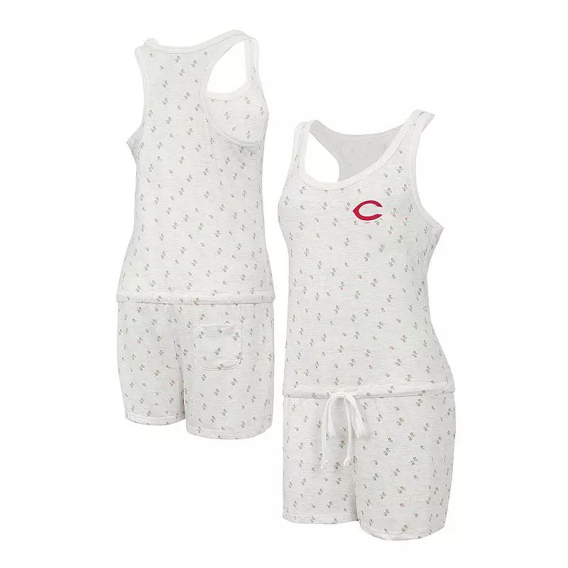 Women's Concepts Sport Cream Cincinnati Reds Gardner Hacci Knit Romper,  Product Image