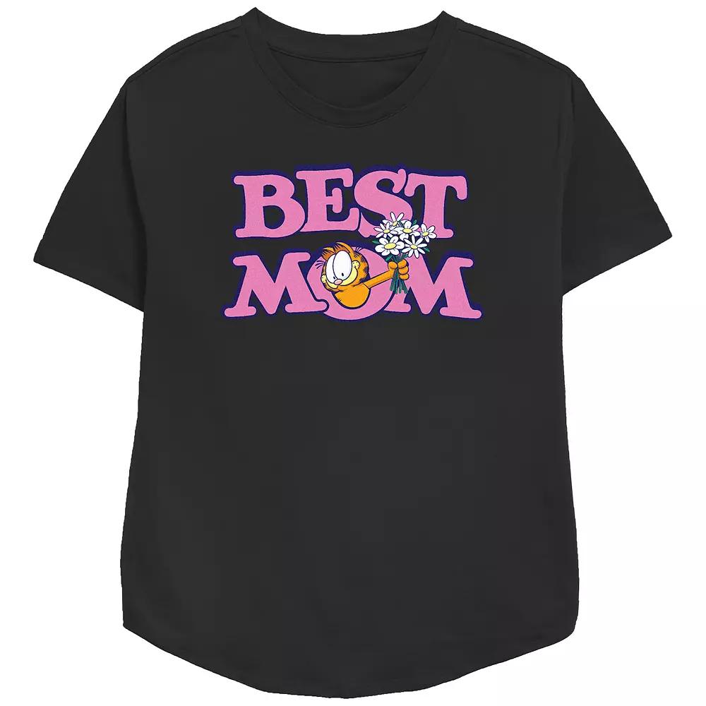 Women's Garfield Best Mom Relaxed Fit Graphic Tee, Size: Small, Black Product Image