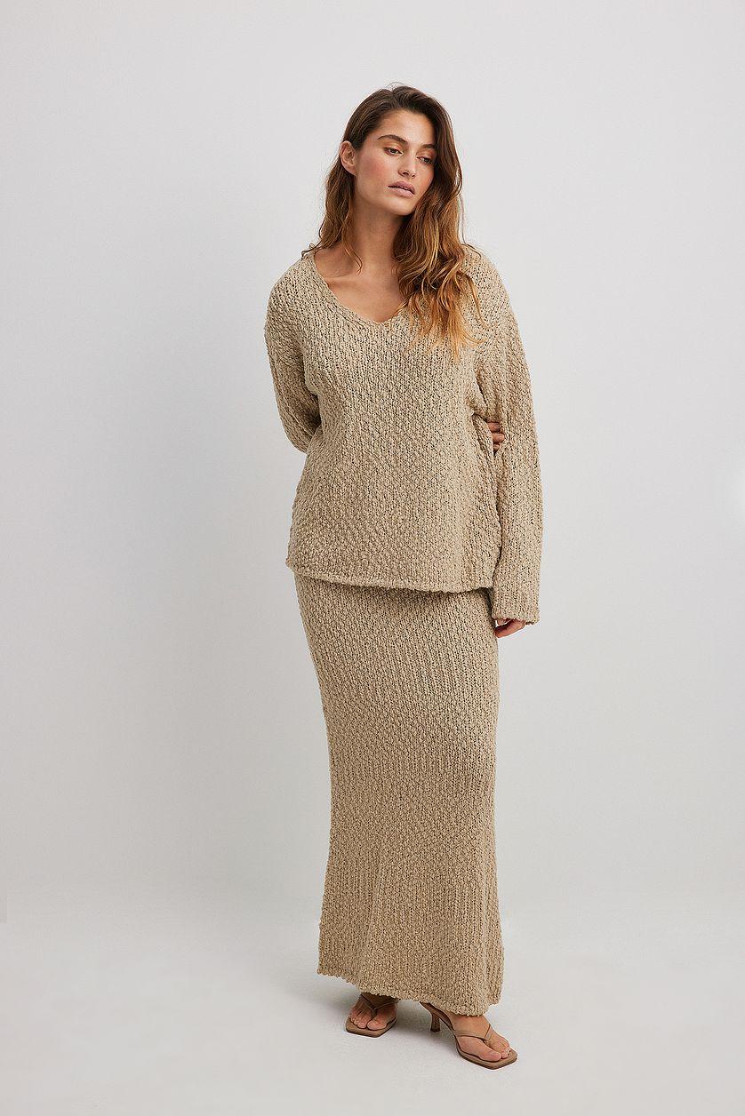 Structured Knitted V-Neck Sweater Product Image