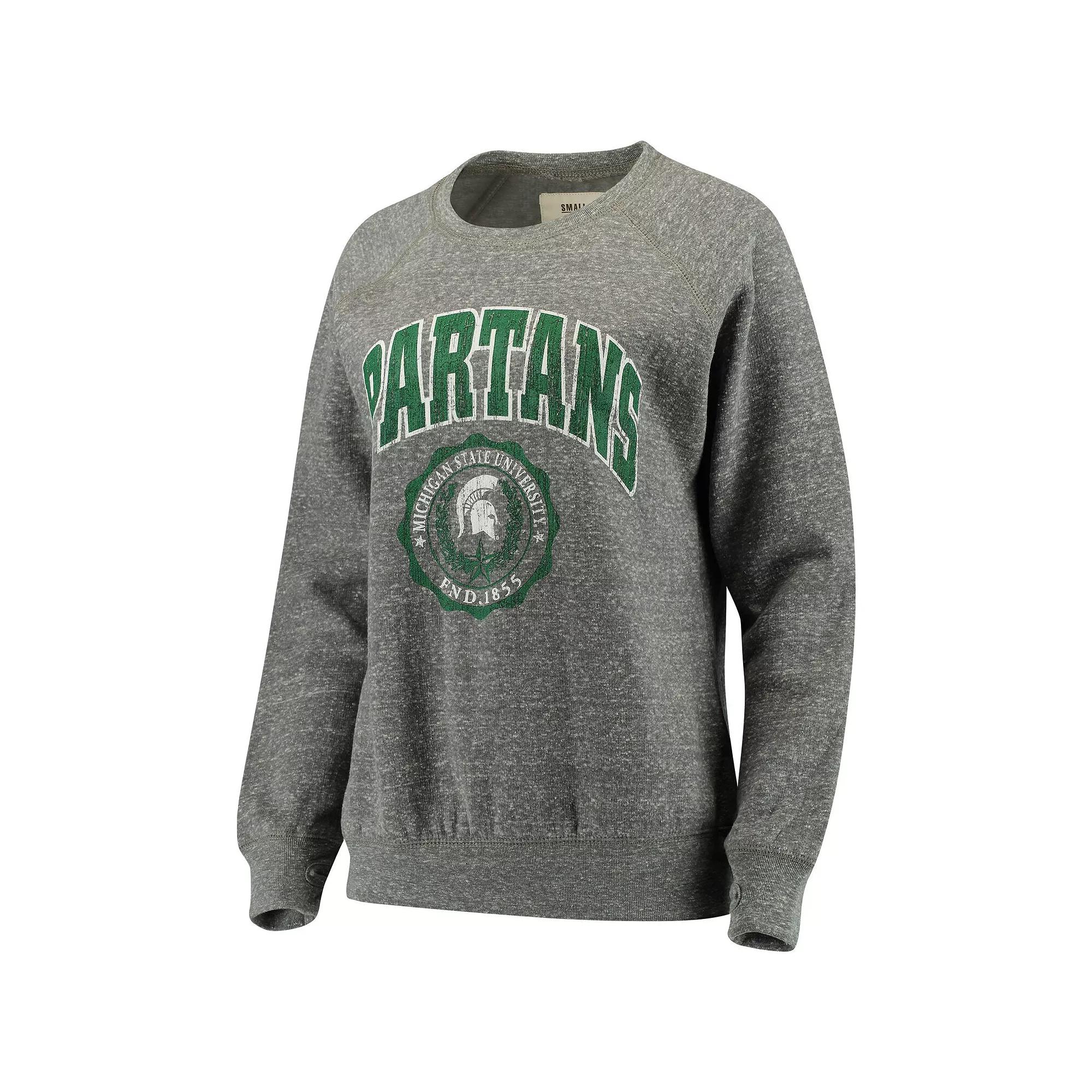 Women's Pressbox Heathered Gray Michigan State Spartans Edith Vintage Knobi Pullover Sweatshirt,  Product Image