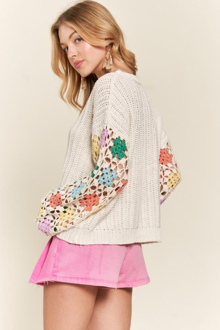 Crochet Sleeve Sweater Product Image
