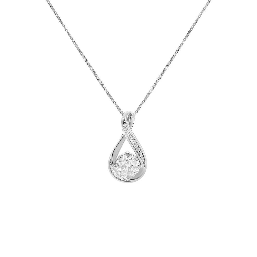 PRIMROSE Sterling Silver Cubic Zirconia Infinity Pendant Necklace, Women's, Size: 18", Sterling Silver White Product Image