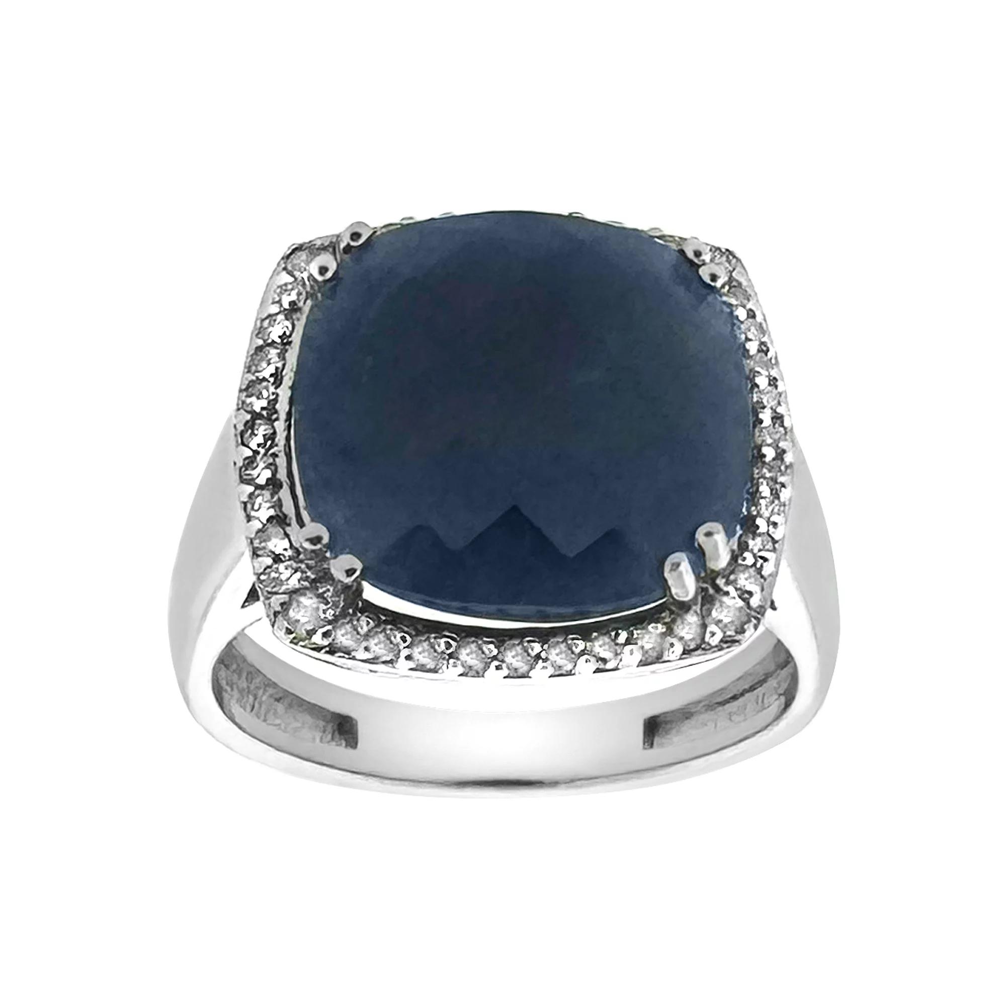 Sterling Silver Sapphire & Diamond Ring, Womens Product Image