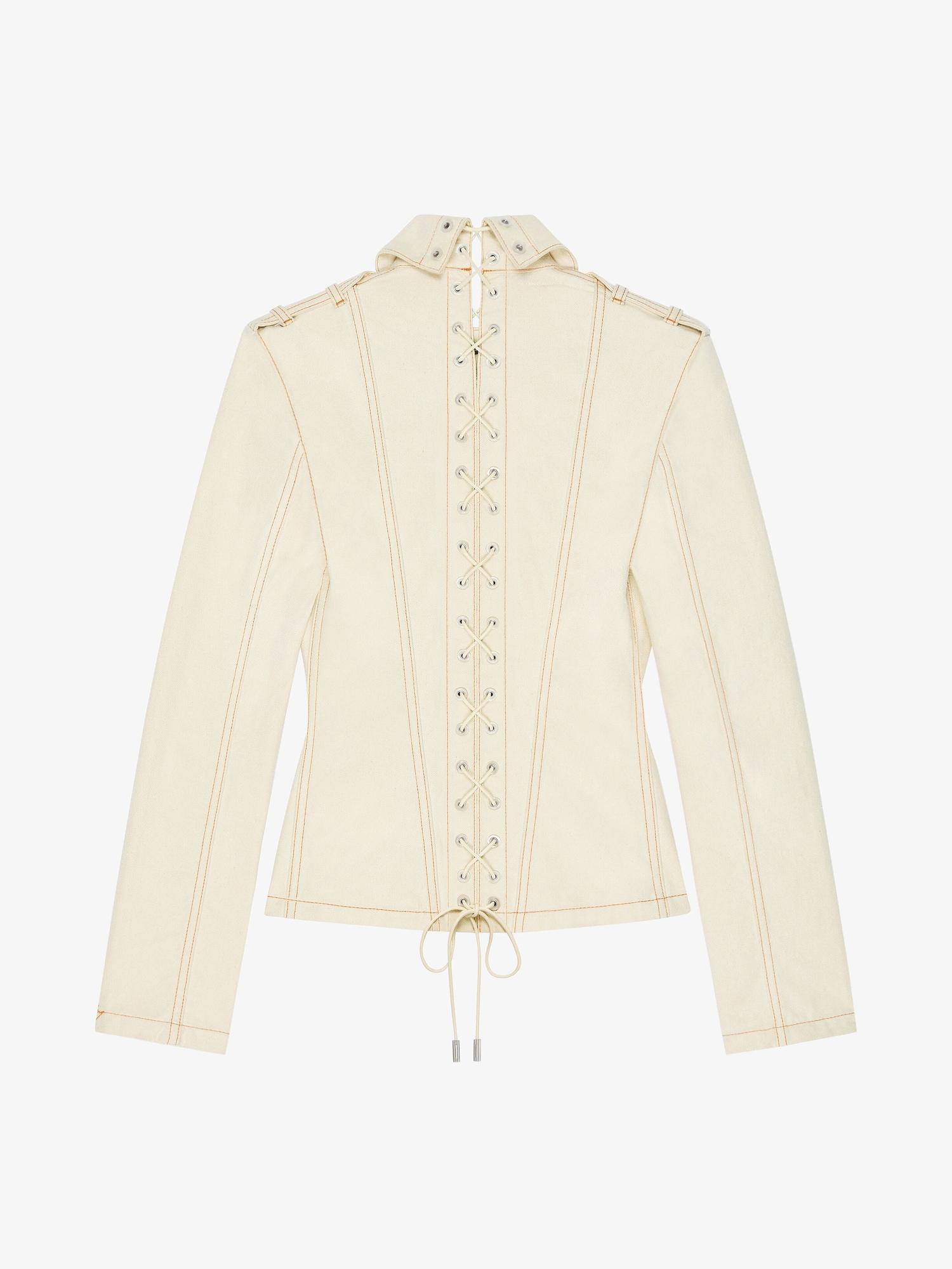 Slim fit jacket in denim with laces Product Image